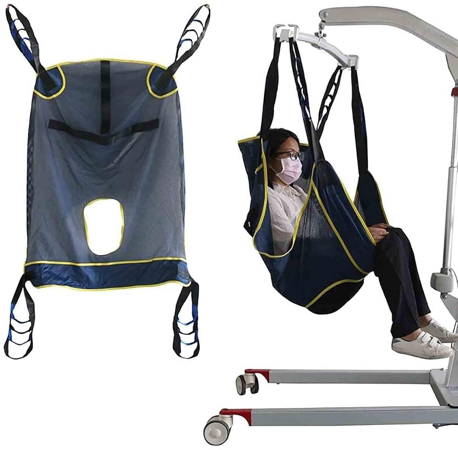 Patient Lift Walking Slings, Medical Transfer Belt with Head Support, Divided Leg Shower Sling for Transfer Elderly From Bed to Commode Toilet (Size : B)