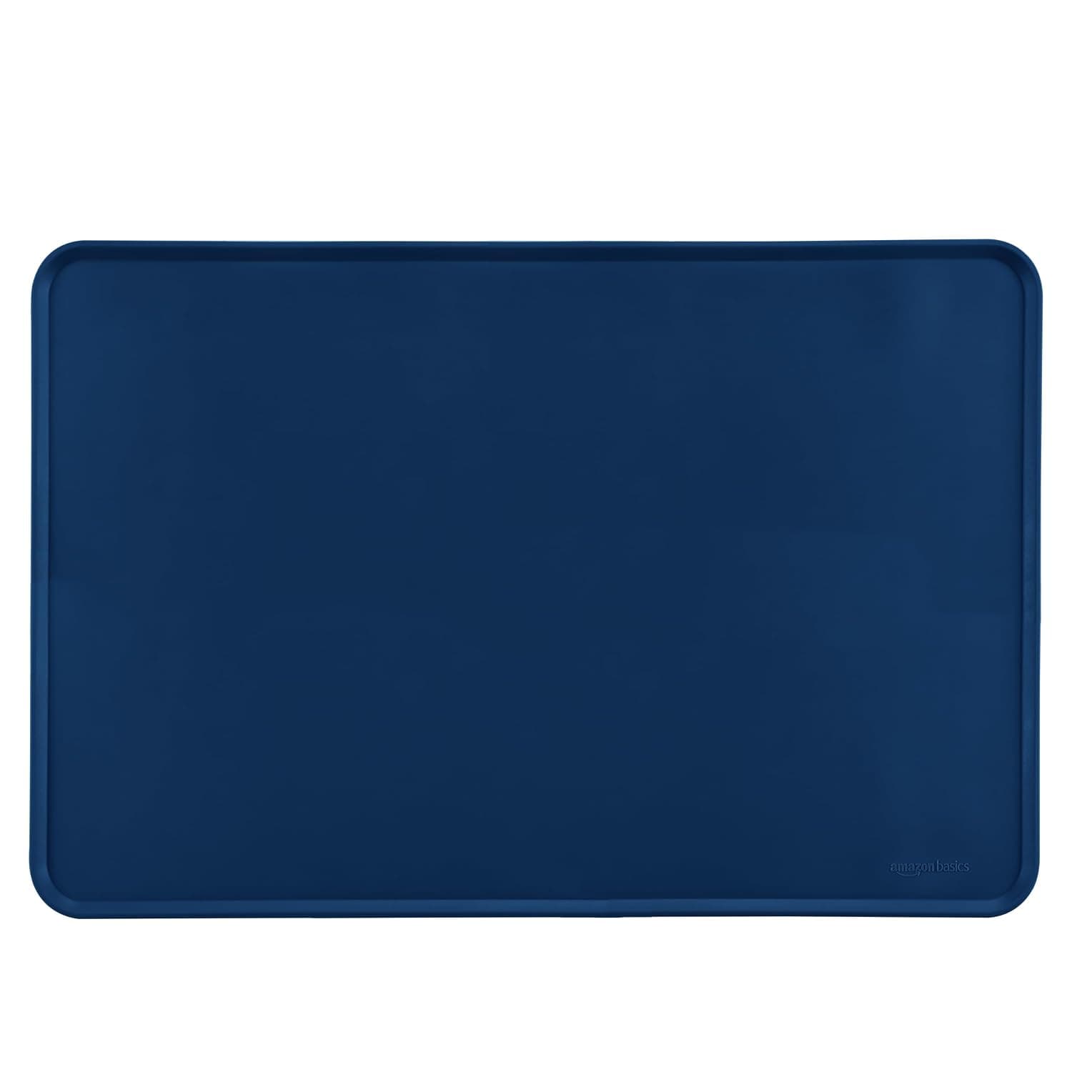 Amazon Basics Silicone Water Repellent Pet Food Mat 61x41cm Blue Single Bed