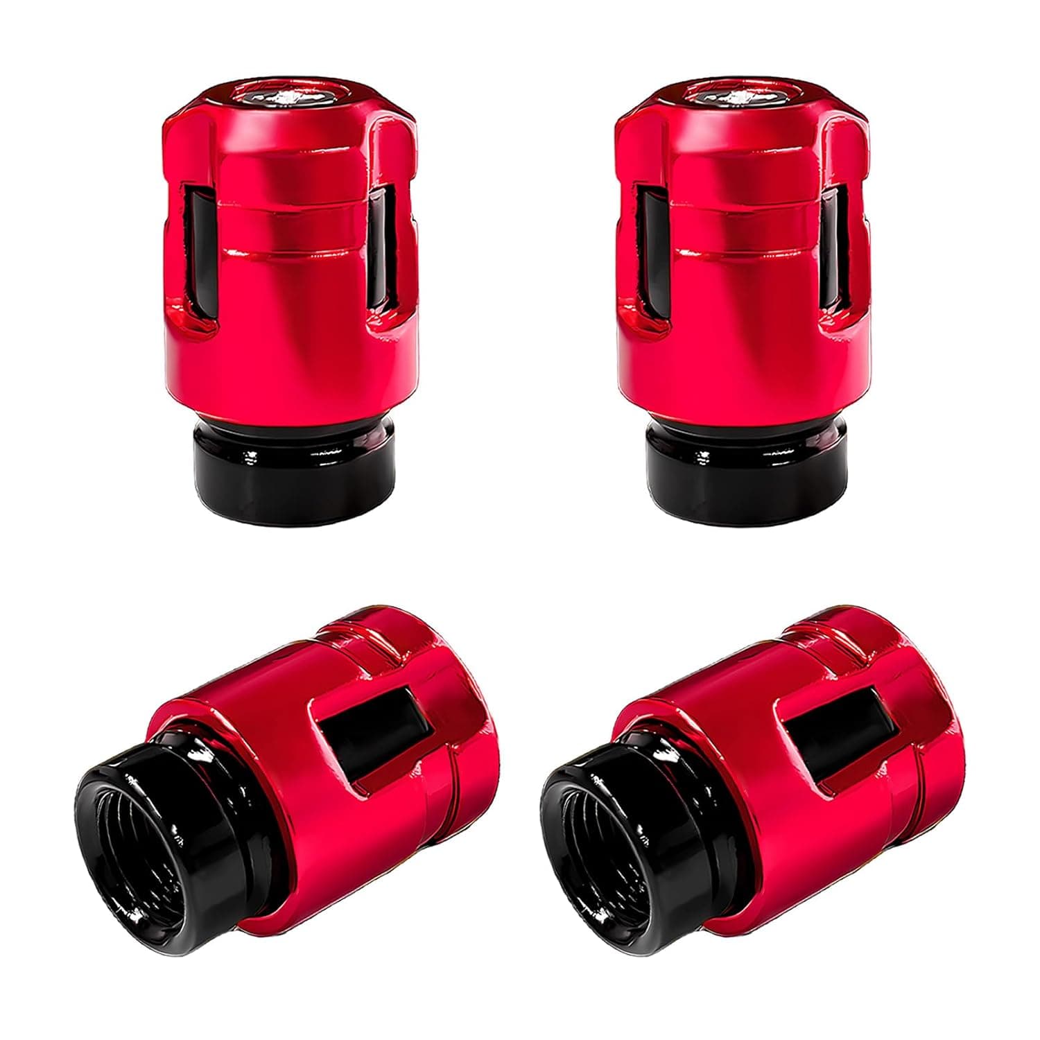 Yourkar 4 PCS Car Tire Valve Stem Caps, Unique Shape Aluminum Alloy Wheel Valve Covers, Corrosion Resistant Leak-Proof Tire Valve Stem Cover, Universal Vehicle Wheel Accessories (Red)