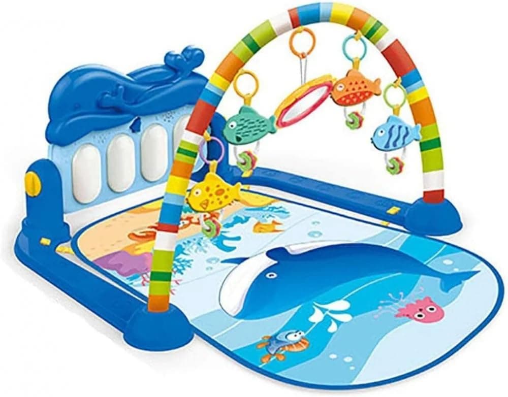 leno Kids Play Mat Piano Shape Fitness Play Mat Blue Gym Mat for Kids