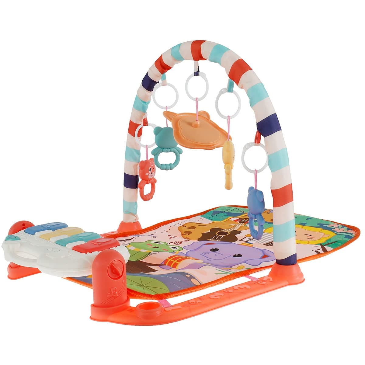 Activity Gym for Baby, Kick Play Piano Gym Mat with Arch & Detachable Toys, Battery Operated Musical Play Mat Activity Gym & Play Mat Interactive Baby Play Mat for Infants Aged 0-36 Months(red)