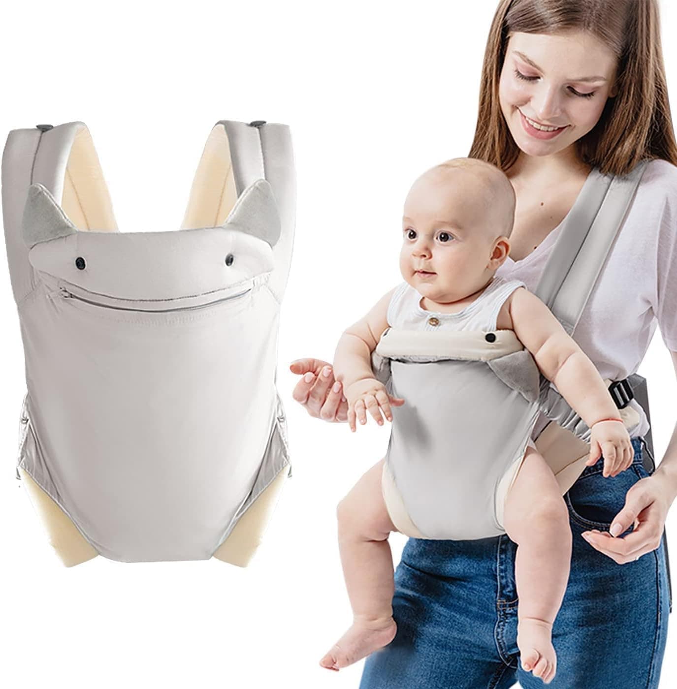 ALMEKAQUZ Baby Carrier with Hip Seat,Ergonomic Carrier from Newborn to Toddler,Head Support and Breathable Carrier,Adjustable Baby Fixed Carrier,Multifunctional Baby Carrying and Carrying Device