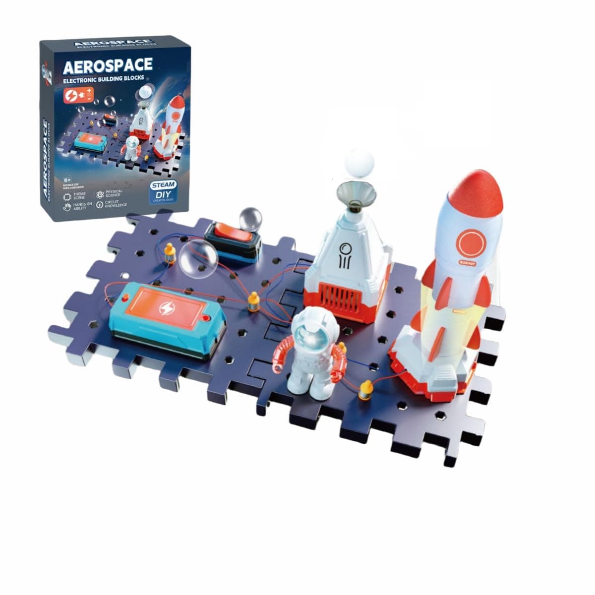 STEM Electronic Kit, Aerospace Electronic Building Blocks,Circuit Board Science Fundamentals Kit STEAM DIY Toy for Kids Age 6+