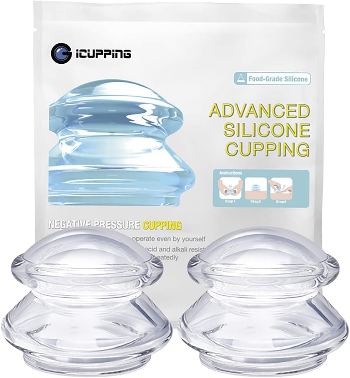 ICUPPING Silicone Set for Chinese and Massage Therap, for Facial Body Massage, Muscle Relaxation, Pain Relief (M(2))
