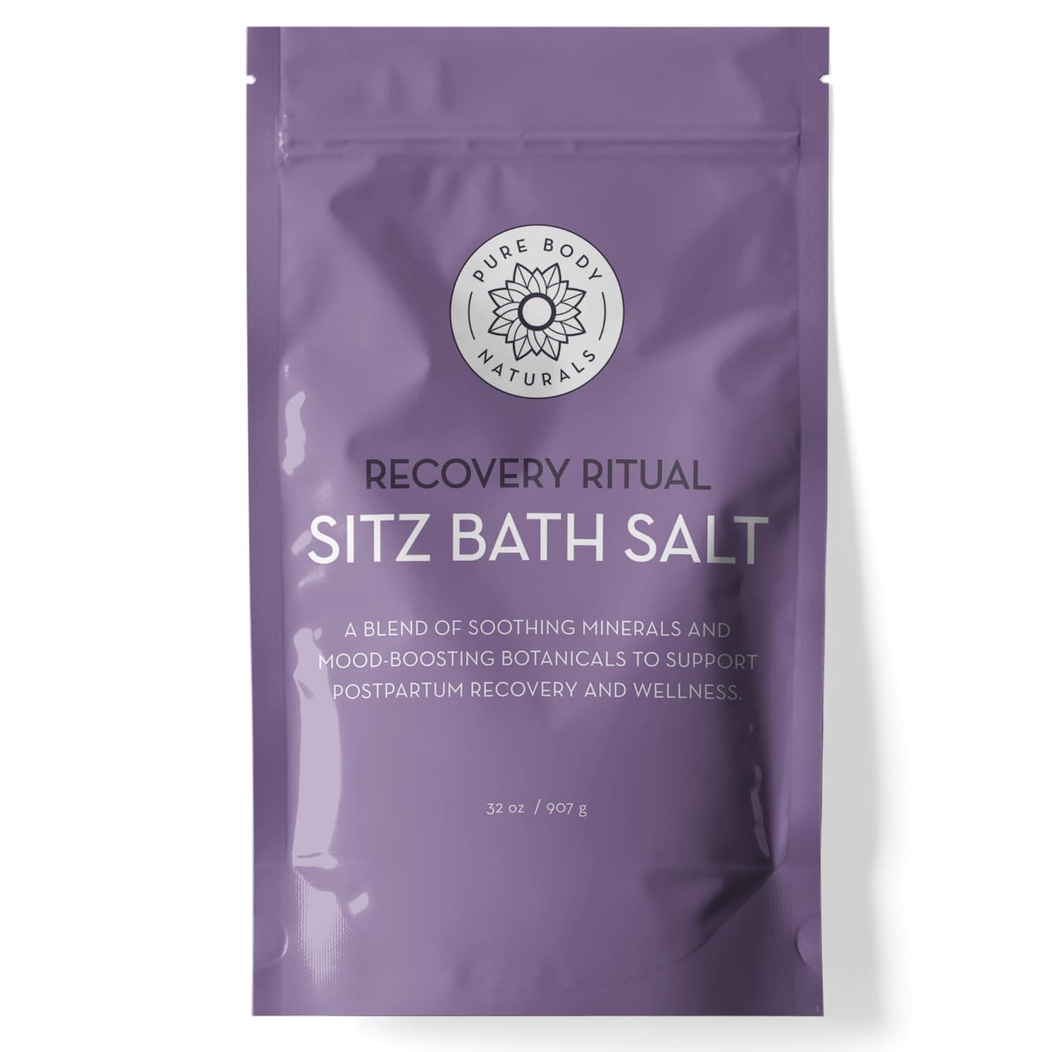 Pure Body Naturals Sitz Bath Salt – Postpartum Care and Hemorrhoid Treatment – Natural Soak for Self Care and Hemmoroid Treatment - Post Partum Essentials, 32 Oz, by | Natural mineral blend for new mothers and daily comfort, dissolves in a shallow warm tub, basin or seat insert