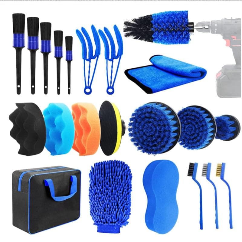 YelaJoy 22Pcs Car Detailing Brush Set, Car Detailing Kit, Car Windshield Cleaning Tool, Professional Car Care kit - Car Wash Brush kit for Interior Exterior Wheels