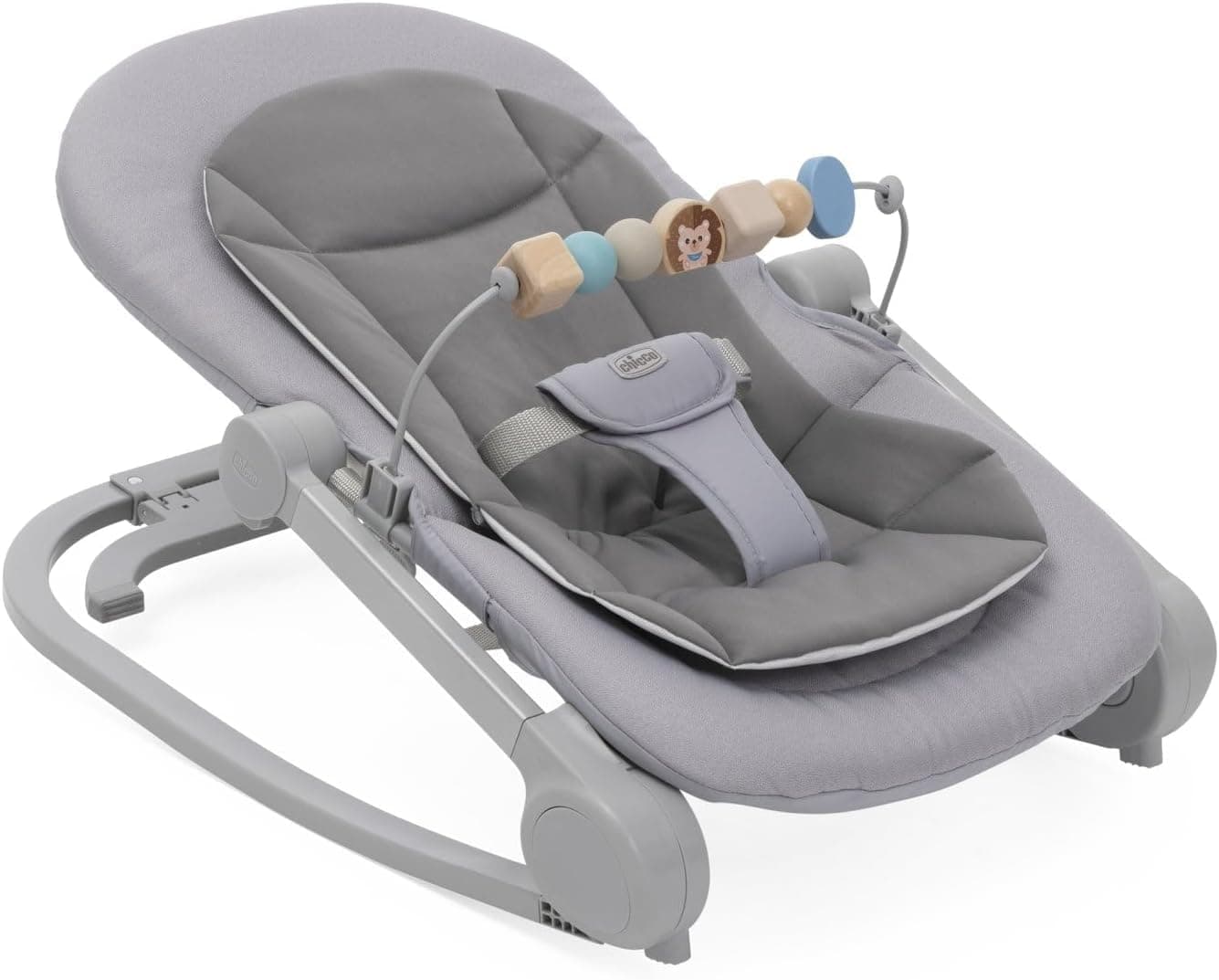 Chicco Magic Bouncer 2-in-1: Baby Bouncer and First Sitting up to 18 kg, Play Bar with Wooden Elements, Mini Reducer Included, Rocking or Fixed Mode and Reclining Backrest