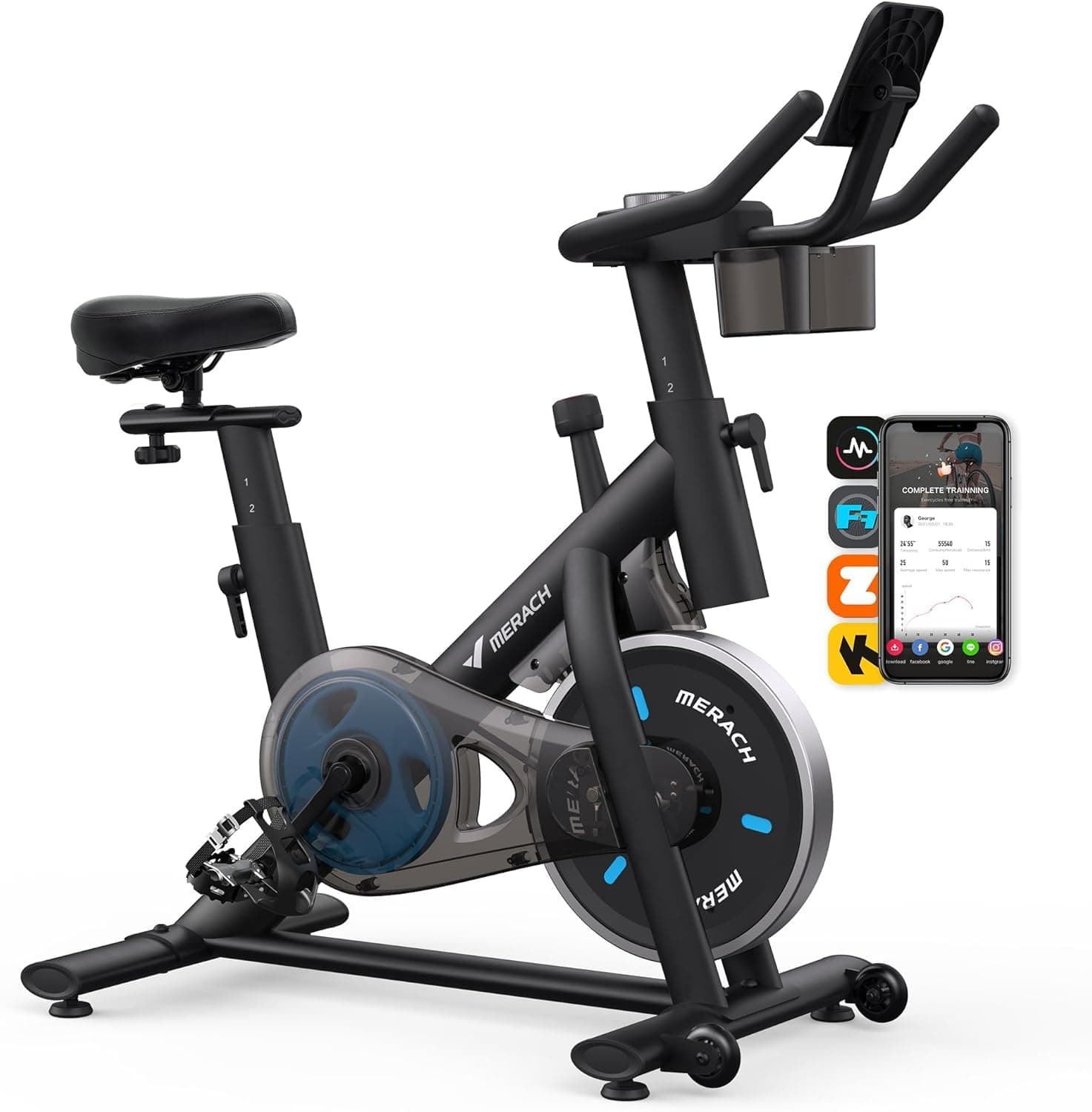 MERACH دراجة تمارين رياضية Exercise Bike سيكل رياضي, Bike دراجة هوائية Brake Pad دراجه رياضيه Stationary Bike دراجة ثابتة with Exclusive App, دراجة رياضية متقدمة Cycle