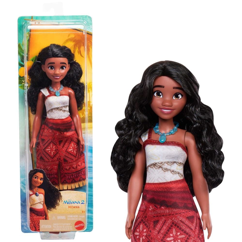 Mattel Disney Moana 2 Moana Fashion Doll with 2 Accessories, Removable Outfit with Necklace & Anklet, Inspired by The Movie | Posable Doll in Removable Outfit with Necklace & Anklet Accessories, Inspired by the Disney Moana 2 Movie