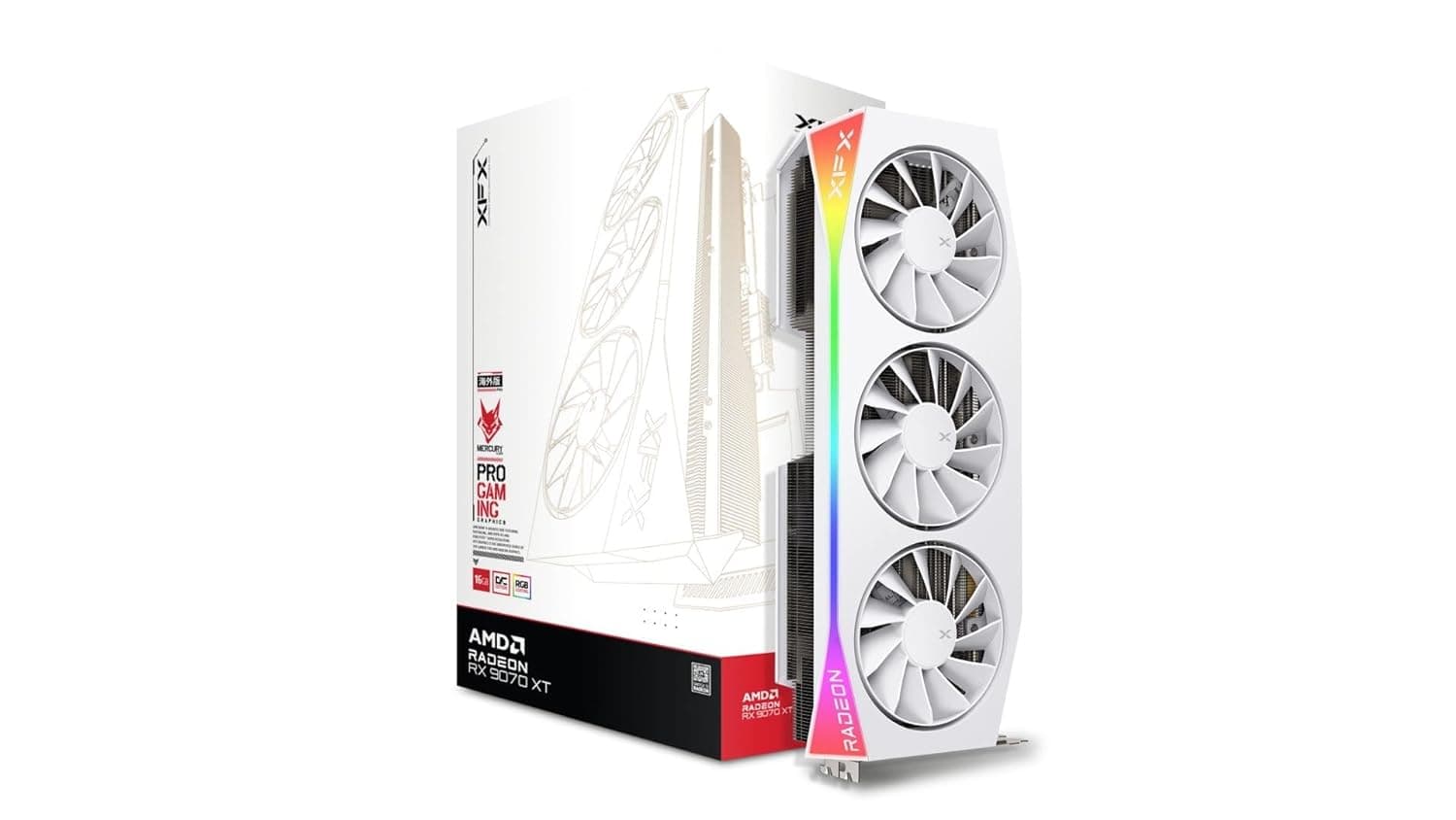XFX Mercury AMD Radeon RX 9070XT OC White Gaming Edition with RGB