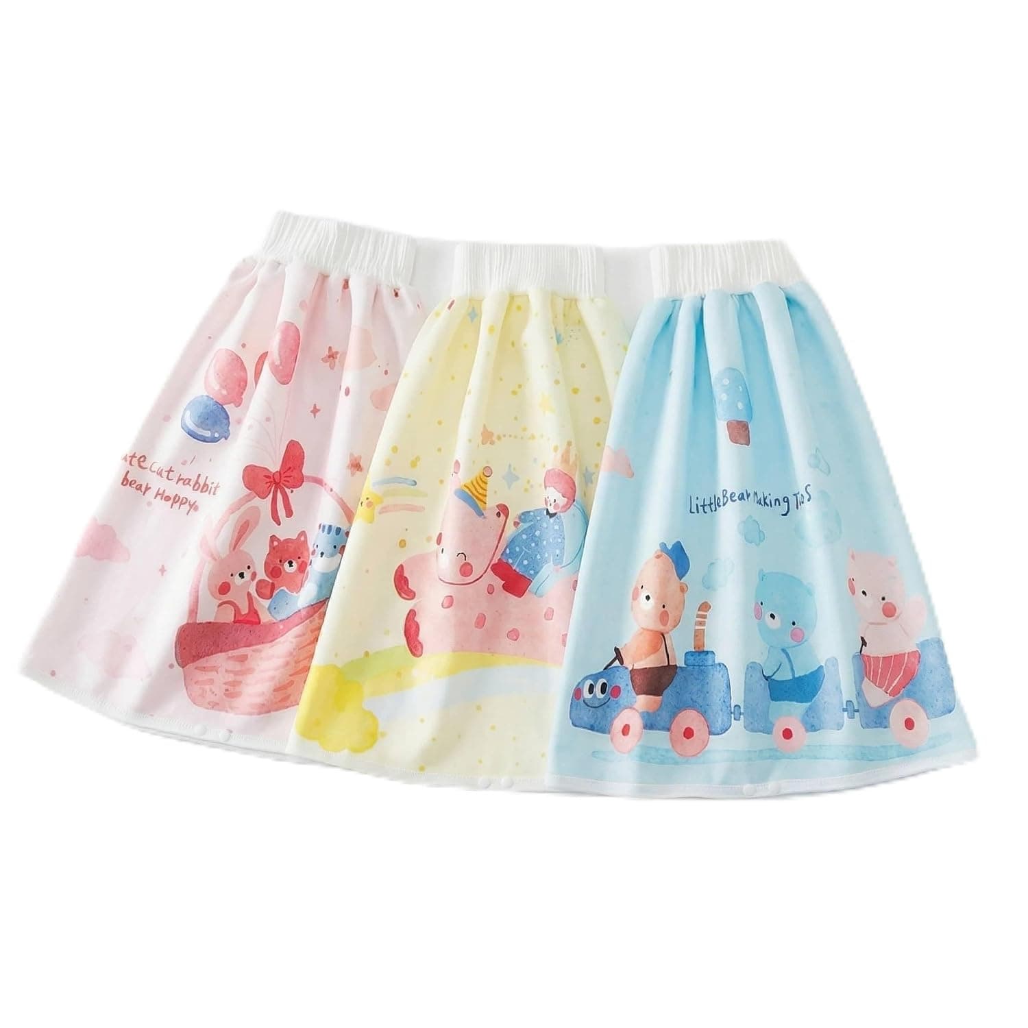 3-Pack Toddler Waterproof Potty Training Skirt (One Size)