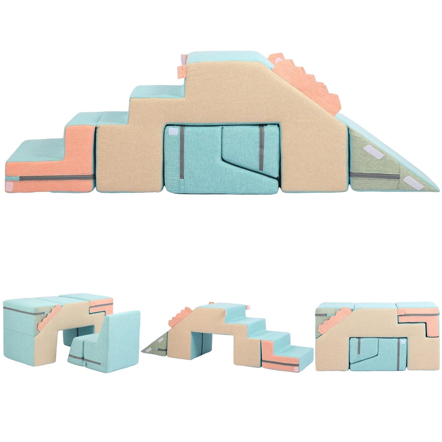 Asweets 4-in-1 Foam Climbing Blocks for Toddlers, Soft Indoor Climbing and Crawling Toys for Baby Motor Skills Course, Soft Montessori Play Set Motor Skills Module