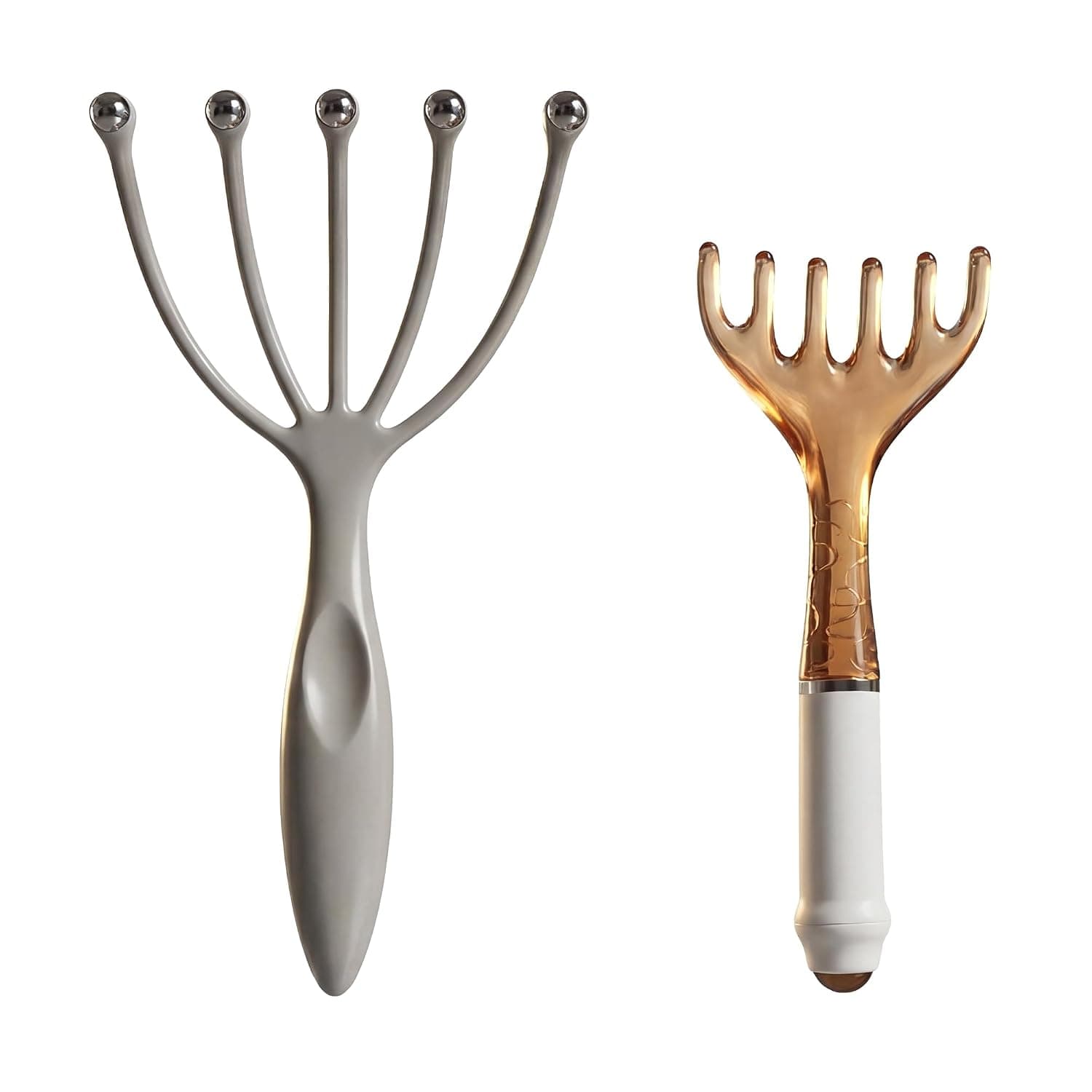 Scalp Massager & Gua Sha Tool Set - Manual Head Massager, Massage Comb for Relaxation & Stress Relief (Grey & Brown)