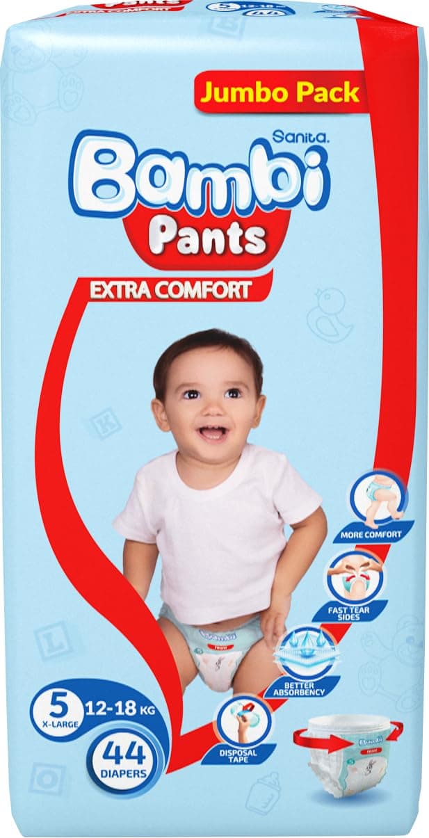 Sanita Bambi Pants, Size 5, XL, Jumbo Pack, 44 Diapers