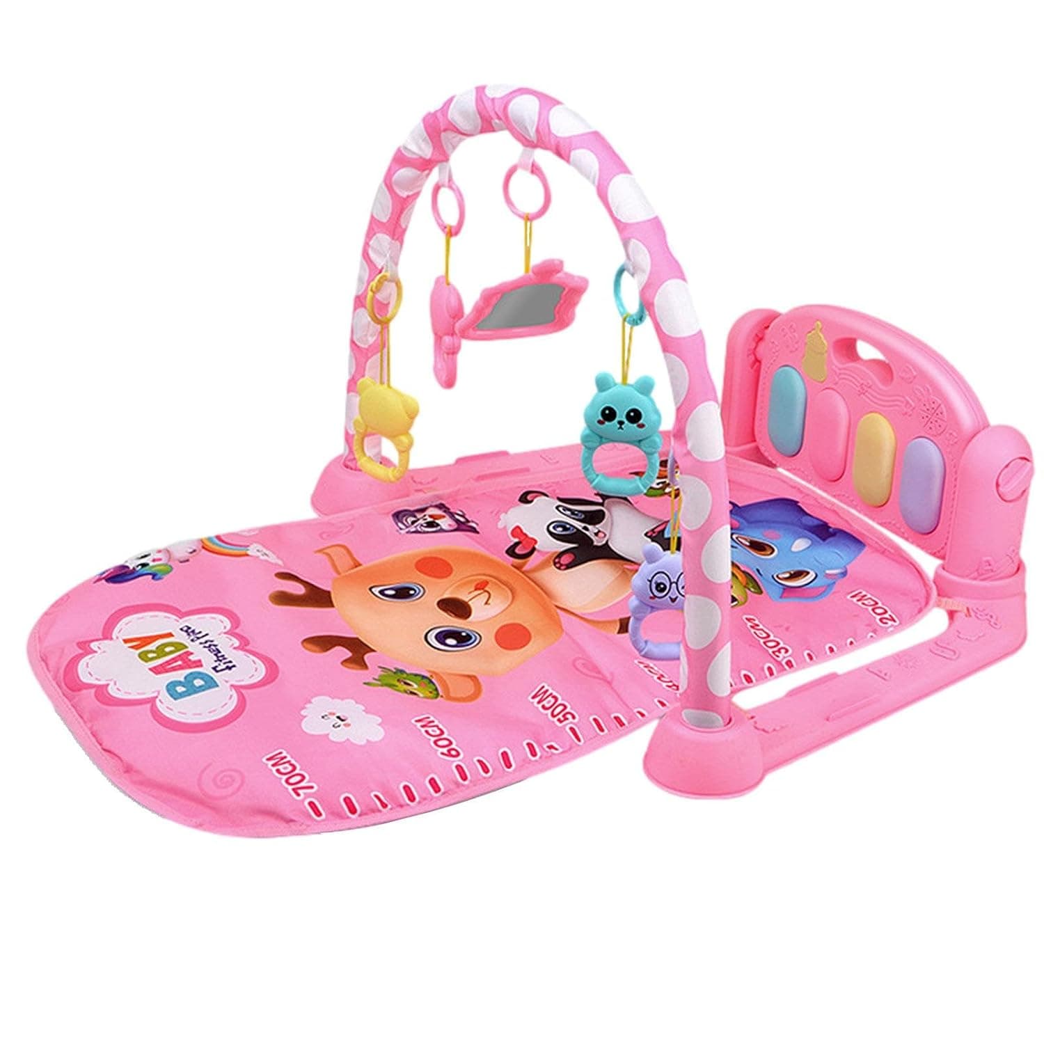 Baby Play Mat Activity Gym - Deluxe Piano Mat with Music, Lights and 5 Hanging Toys - Tumy Time Infant Gym for Newborns 0-12 Months, Portable Development Toy and