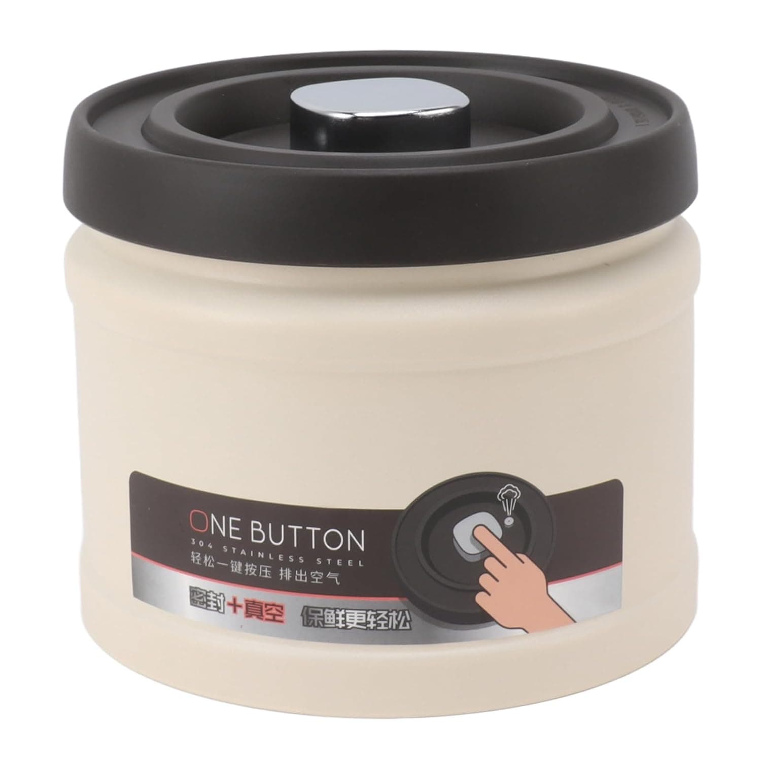 Coffee Canister, Vacuum Sealed Coffee Container, Steel Airtight Kitchen Food Storage Container for Grounds Coffee, Beans, Tea, Flour, Cereal, Sugar (750ML Stainless Steel Color) (1100ML Stainless