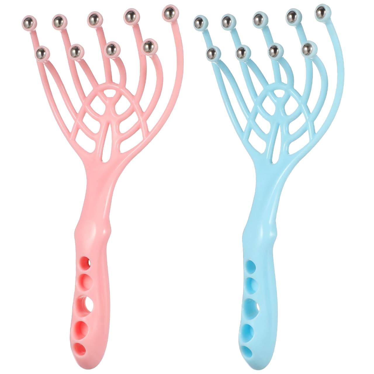 2pcs Manual Head Massager Scalp Roller with 9 Claw Fingers for Trigger Point Massage and Stress Relief, Portable Scalp Brush Suitable for Neck, Arms, and Body Relaxation