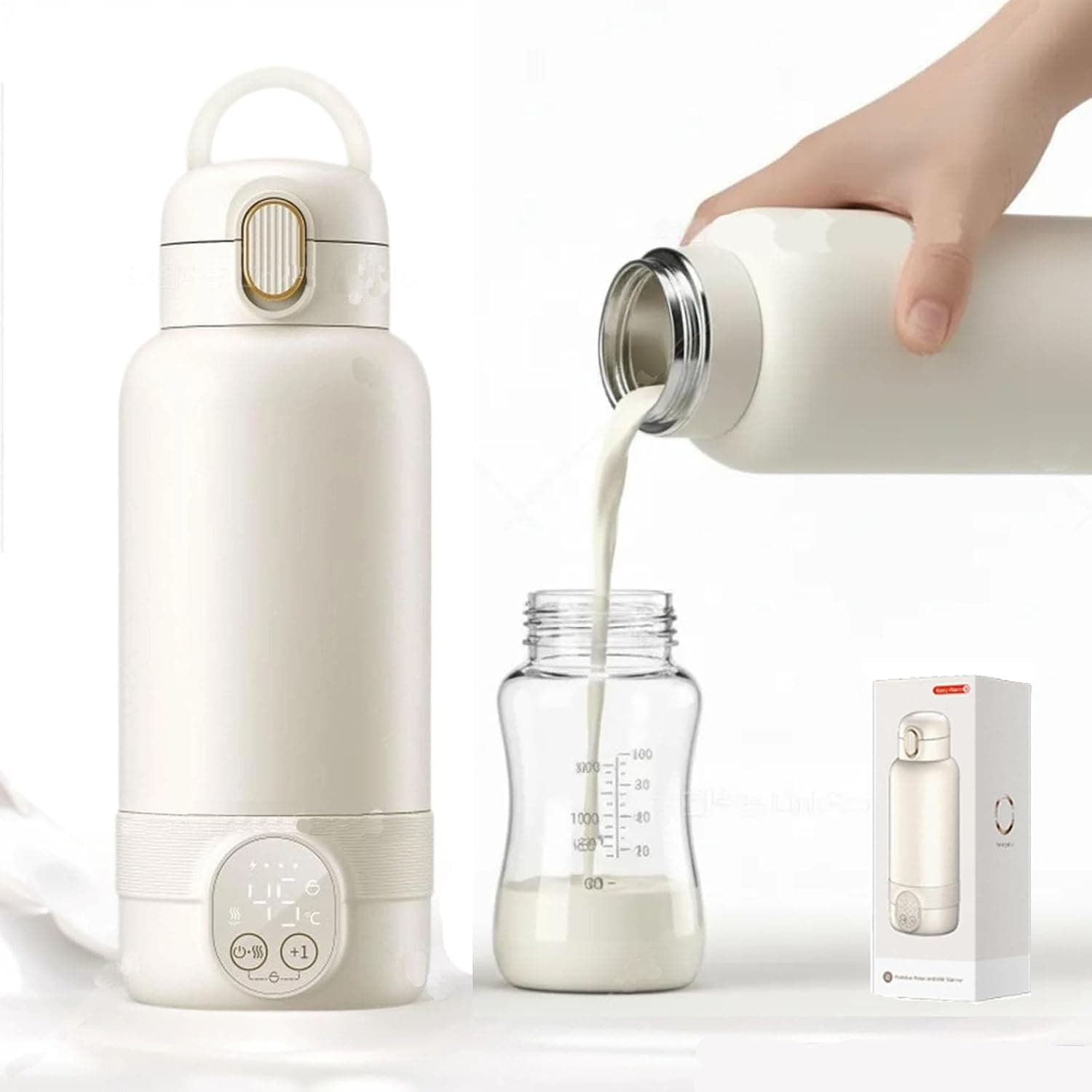 Beauenty Baby Bottle Warmer, Portable Milk Warmer for Travel with Child Lock, Fast Heating Insulated Cup for Baby Bottles, Leakproof Milk Warmer for Breastmilk & Formula