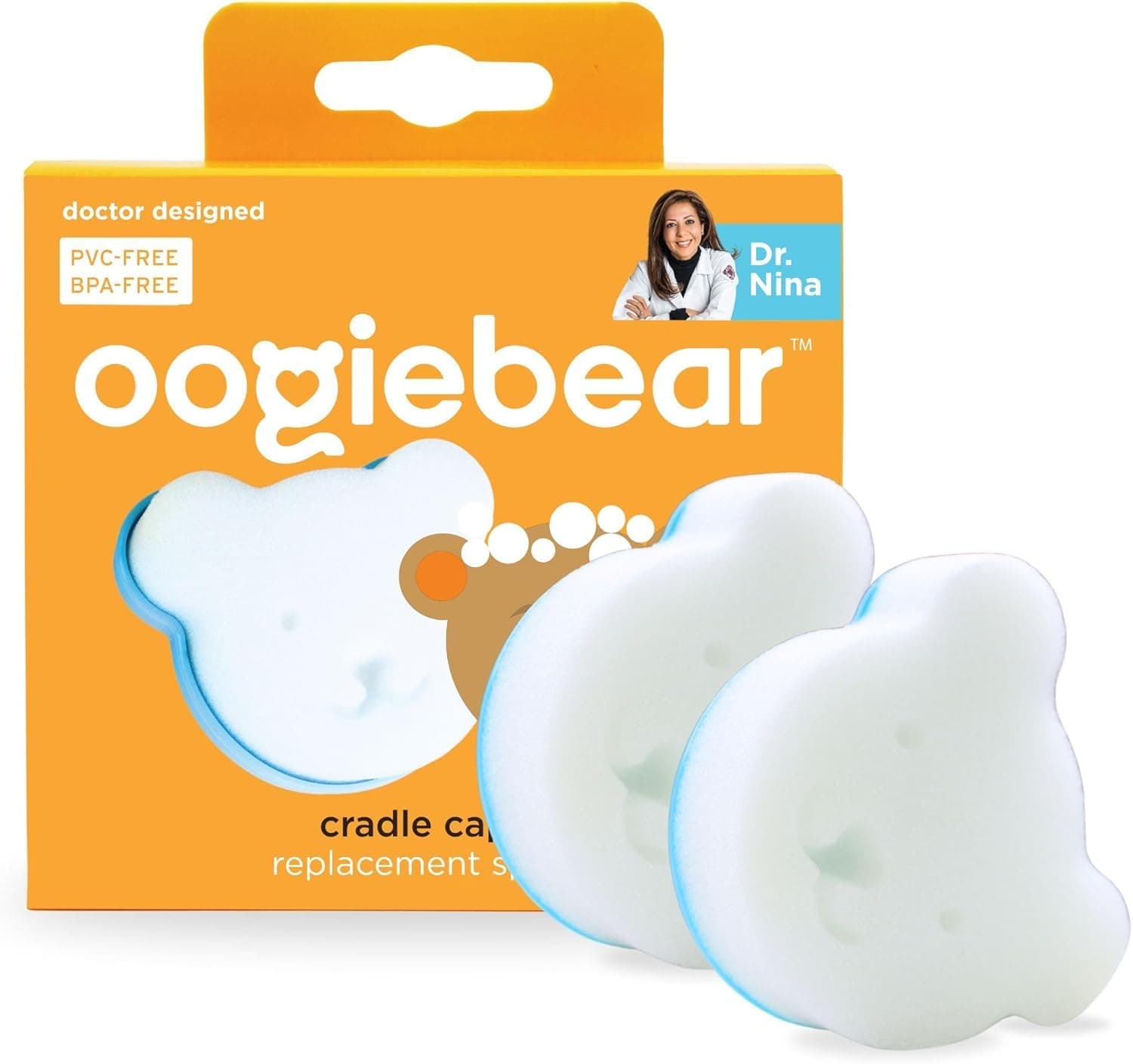oogiebear Cradle Cap Sponge Replacement Set, 2 Pack | Soft Replacement Sponges for Baby Cradle Cap Brush, Gentle Scalp Care for Newborns, Infants & Babies, Baby Registry Essential