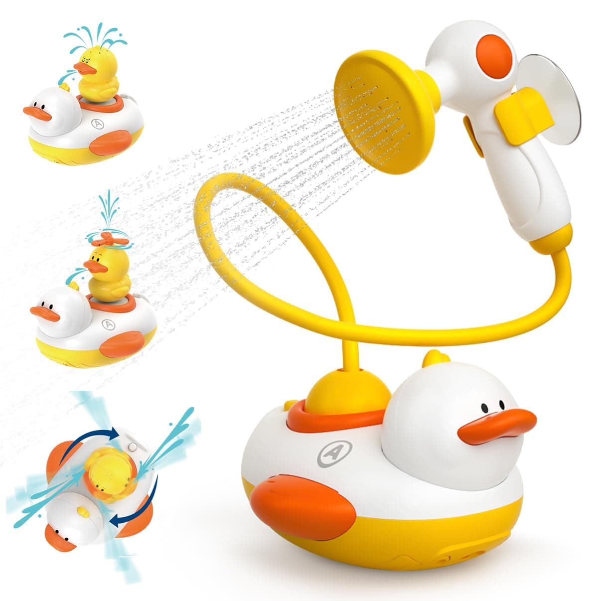 Baby Bath Shower Head, Toddler Bath Toys for Kids Ages 1-3, Baby Shower Head for Bathtub with Three Squirting Ducks, Birthday Gift for Toddler Boys Girls