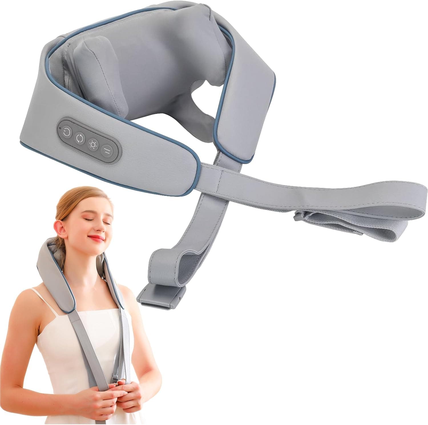 Neck Back Massager with Heat, Cordless Neck Massager Pain Relief, Deep Tissue Shiatsu Kneading Electric Massager, Massage Pillow for Shoulder, Leg, Body Muscle, Use at Car Home Office, Ideal Gifts