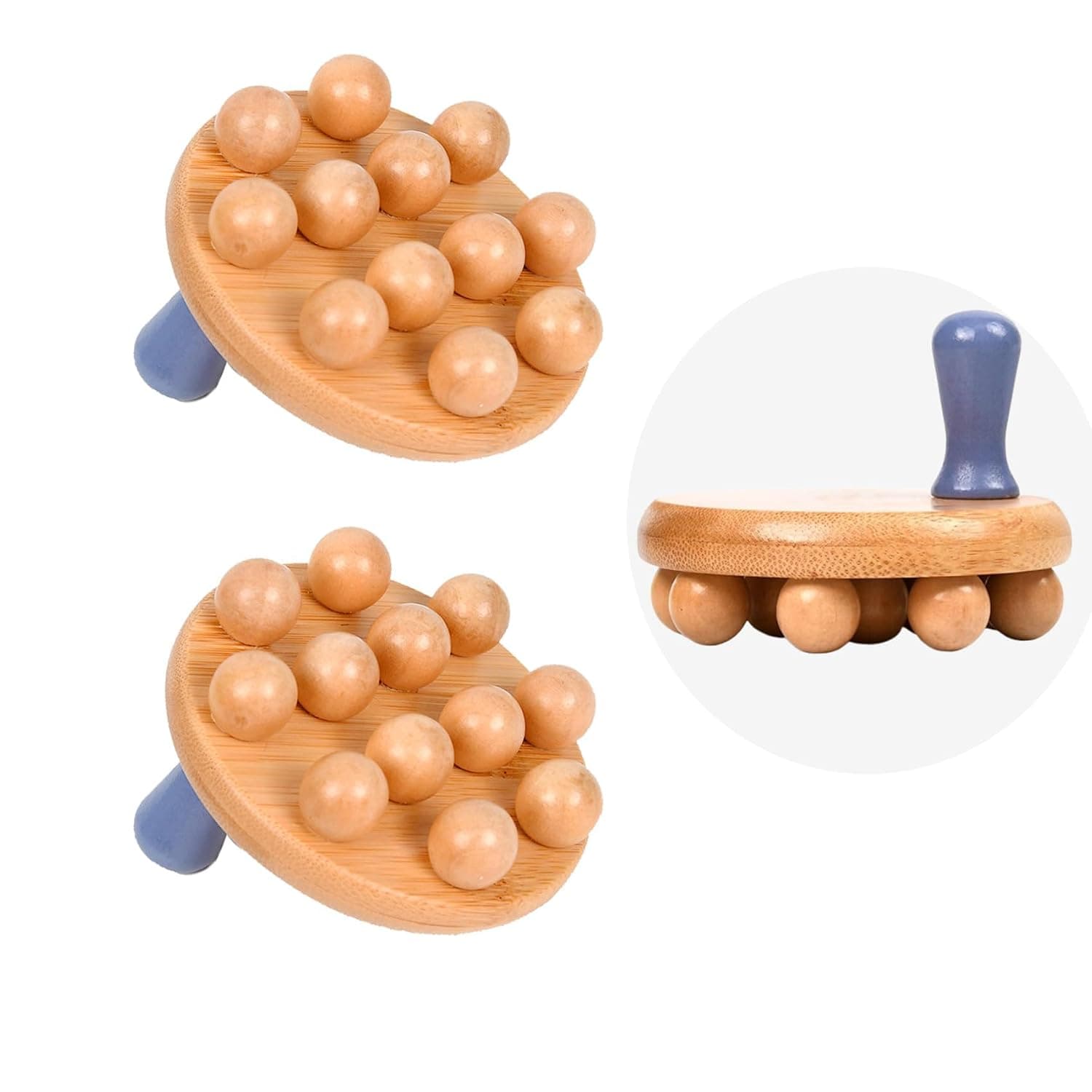 Wooden Body Brush, 2 Pack Cellulite Massager Lymphatic Drainage Massager, Wood Therapy Massage Tools