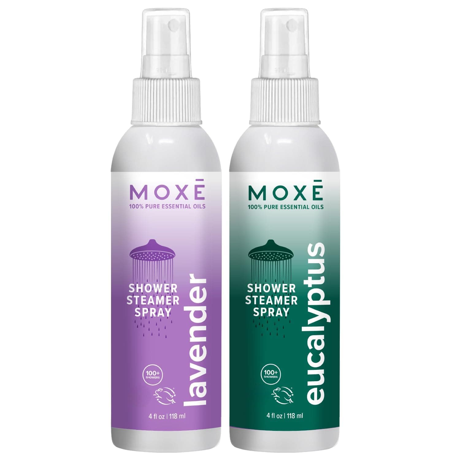 MOXE Shower Mist, Spa Steam Spray, Certified Natural Essential Oils, Aromatherapy, Tension Relief (Lavander and Eucalyptus, 4 Fl Oz (Pack of 2))