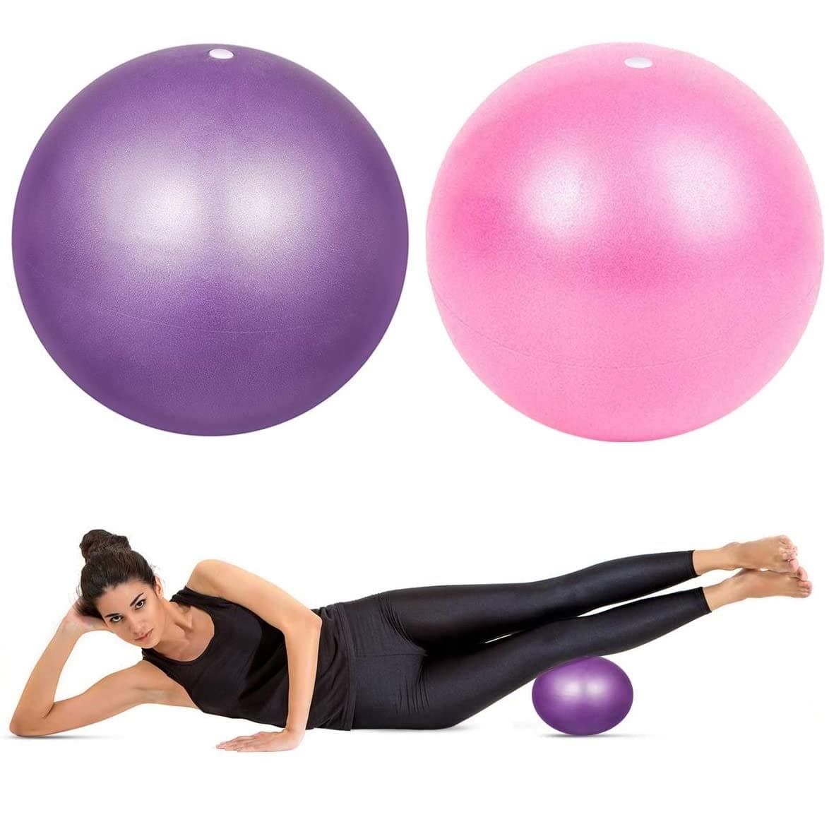 Landove 2 Pack Exercise Ball 9 inch / 23 cm with Pump,Anti-Burst & Anti-Slip Gym Ball, Yoga Ball Balance Ball for Fitness Pilates Yoga Gym Pink & Purple