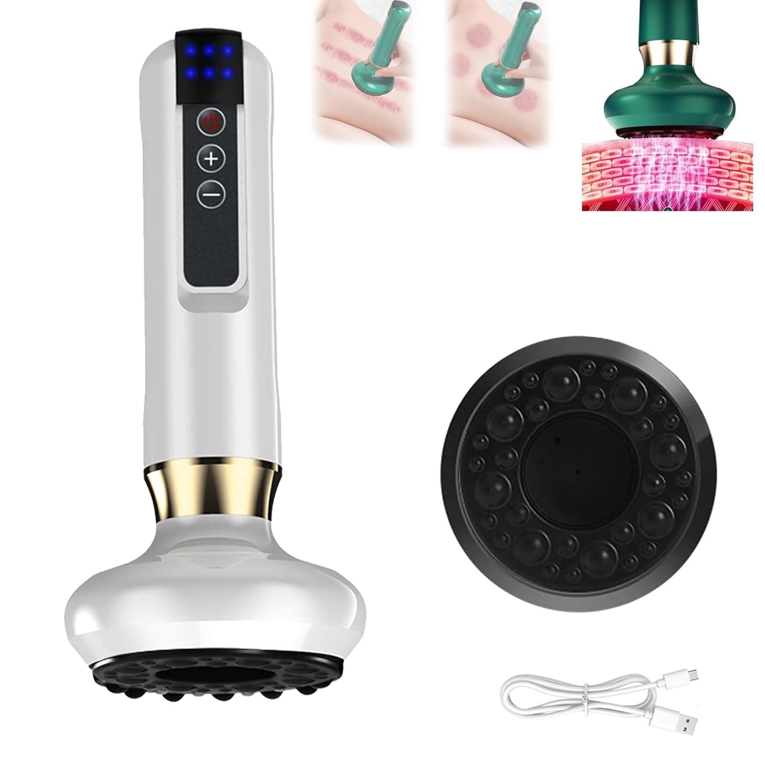Handheld Anti Cellulites Massagers, Electric scraping instrument(White) | Electric Cupping Therapy Set, Massage Tool, Body Sculpting Machine, 12 Levels Adjustable Cellulite Machine