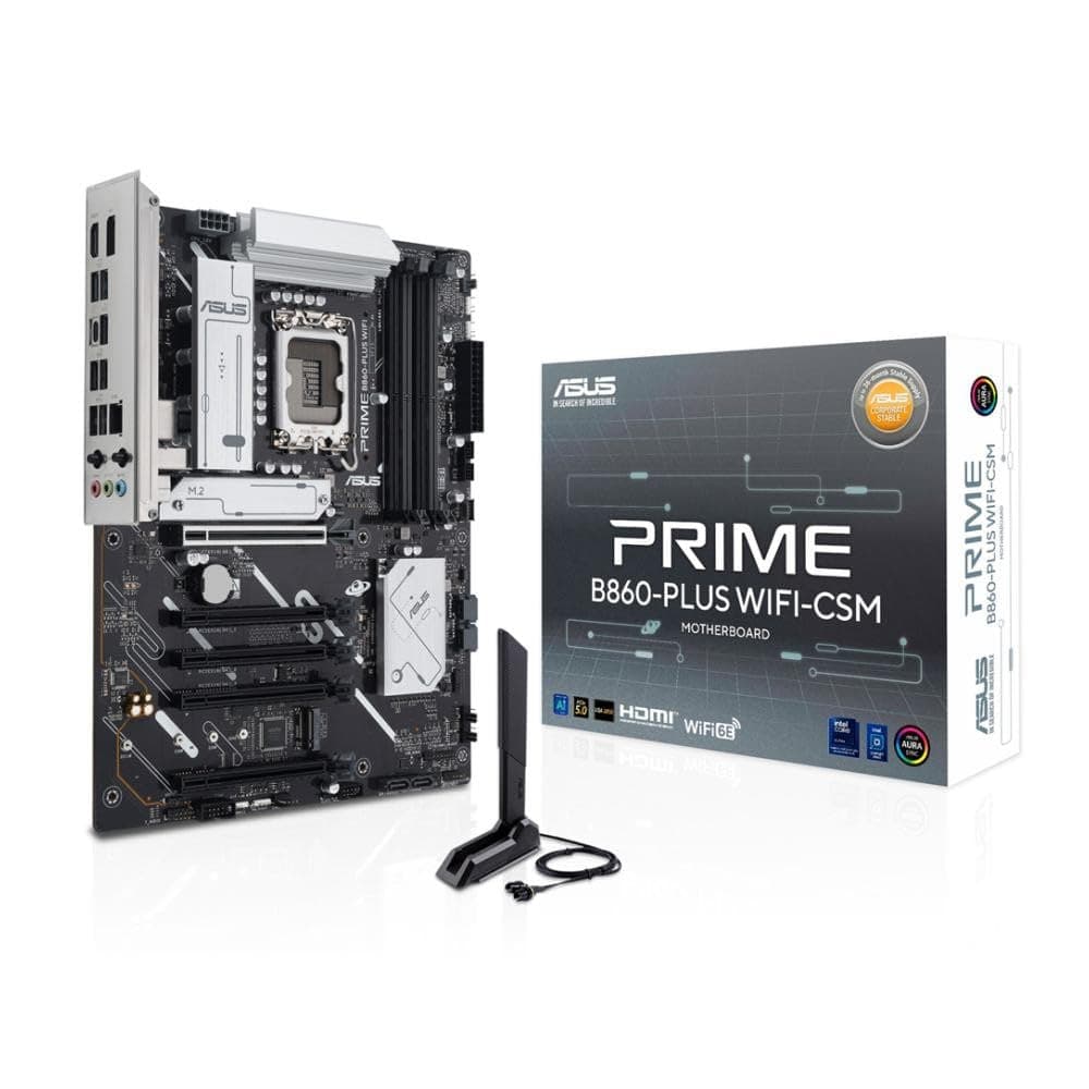 ASUS Prime B860-PLUS WiFi-CSM B860 LGA 1851 ATX Motherboard, Intel Core Ultra Series 2 Ready, Advanced AI, DDR5, PCIe 5.0, HDMI, USB 20Gbps Type-C, 2X M.2, WiFi 6E, 2.5Gb, ACCE Remote IT Management