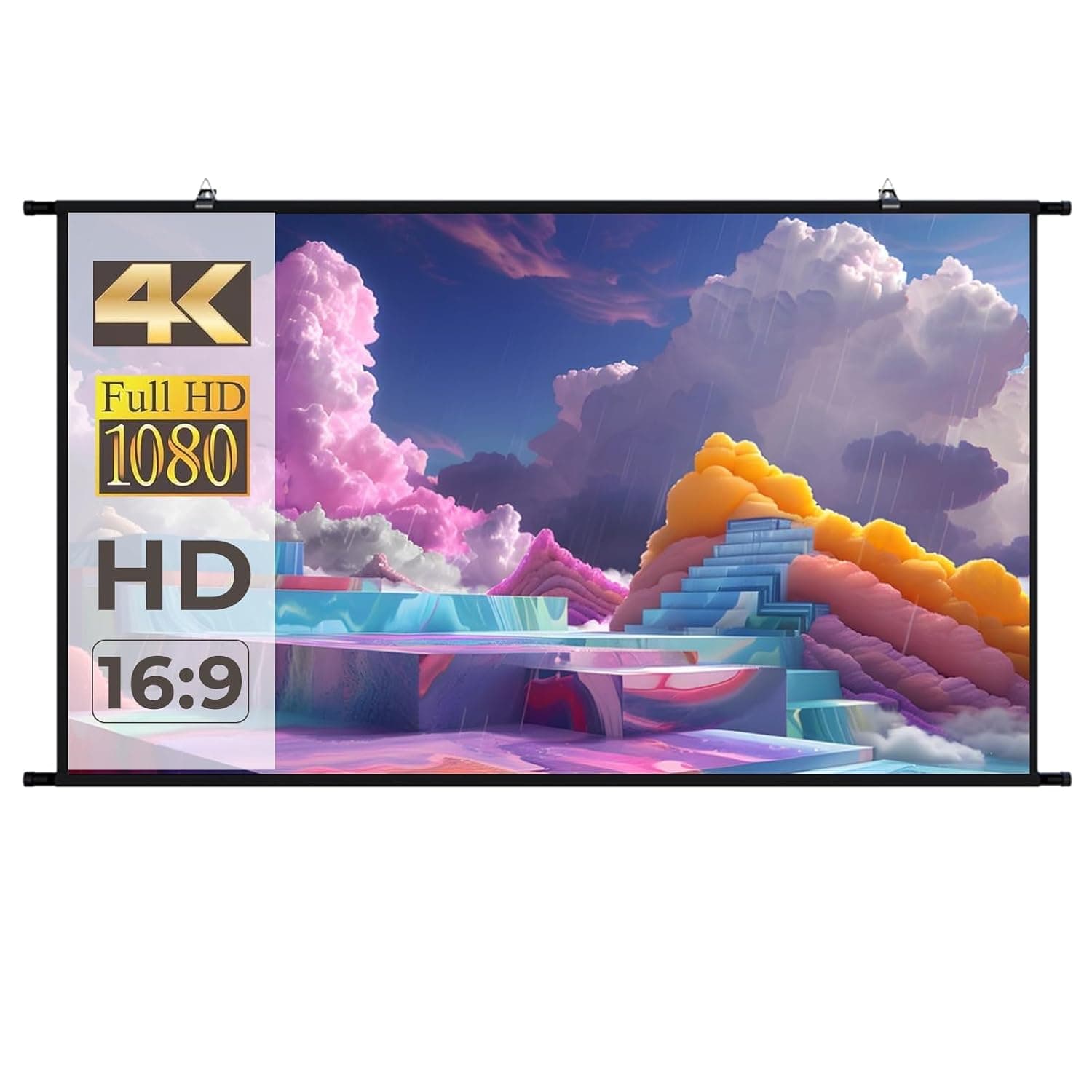Beauenty Projector Screen, 120 inch Foldable Projection Screen 2.4 Gain 16:9 4K Indoor Outdoor Projector Anti-reflection Lightweight Movie Screen Projector Portable (120 inch)