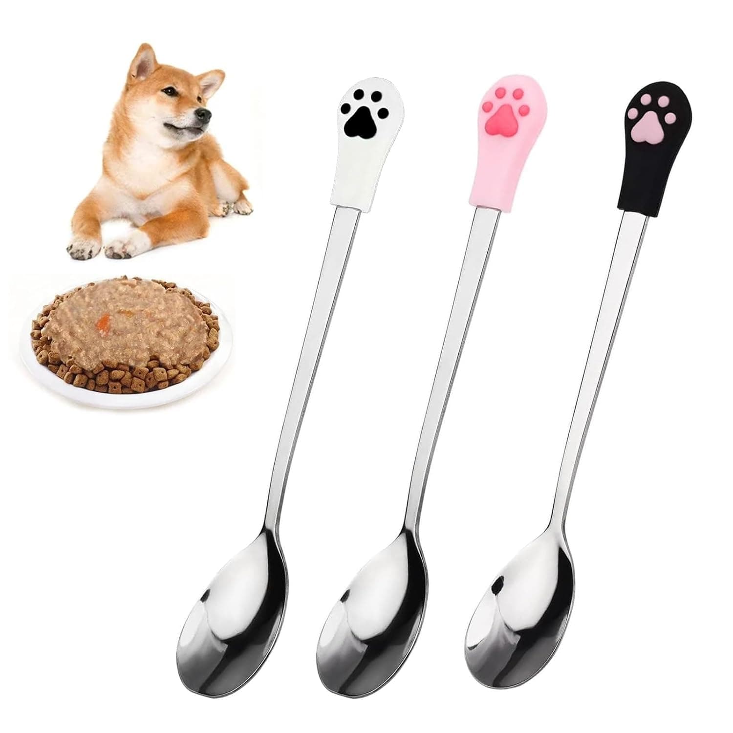 3 Pack Stainless Steel Cat Claw Spoon, Pet Food Spoon Set, Dog Food Fork, Cat Spoon for Feeding Wet Food, Cat Food Spoon for Dog and Cat Food Cans