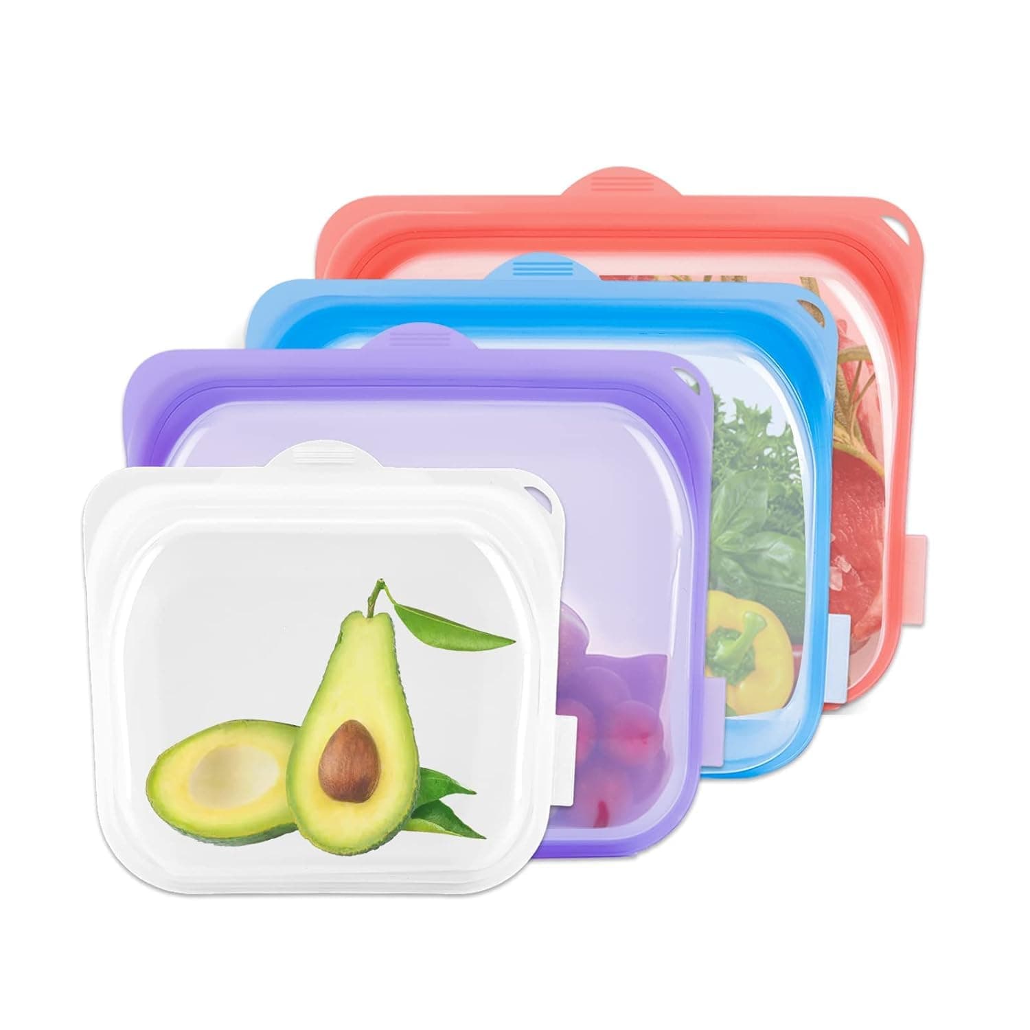 INKBIRD Reusable Silicone Bags for Food Storage Bundle 4-Pack, BPA Free Food Grade Meal Prep Food Storage Containers Set, for Lunch, Travel, Freezer, Oven, Microwave, Dishwasher Safe, Leakproof | Bpa Free Food Storage Containers Set, Leakproof, Press-to-Close, Microwave & Dishwasher Safe, Ideal for Meat, Veggies, Fruit