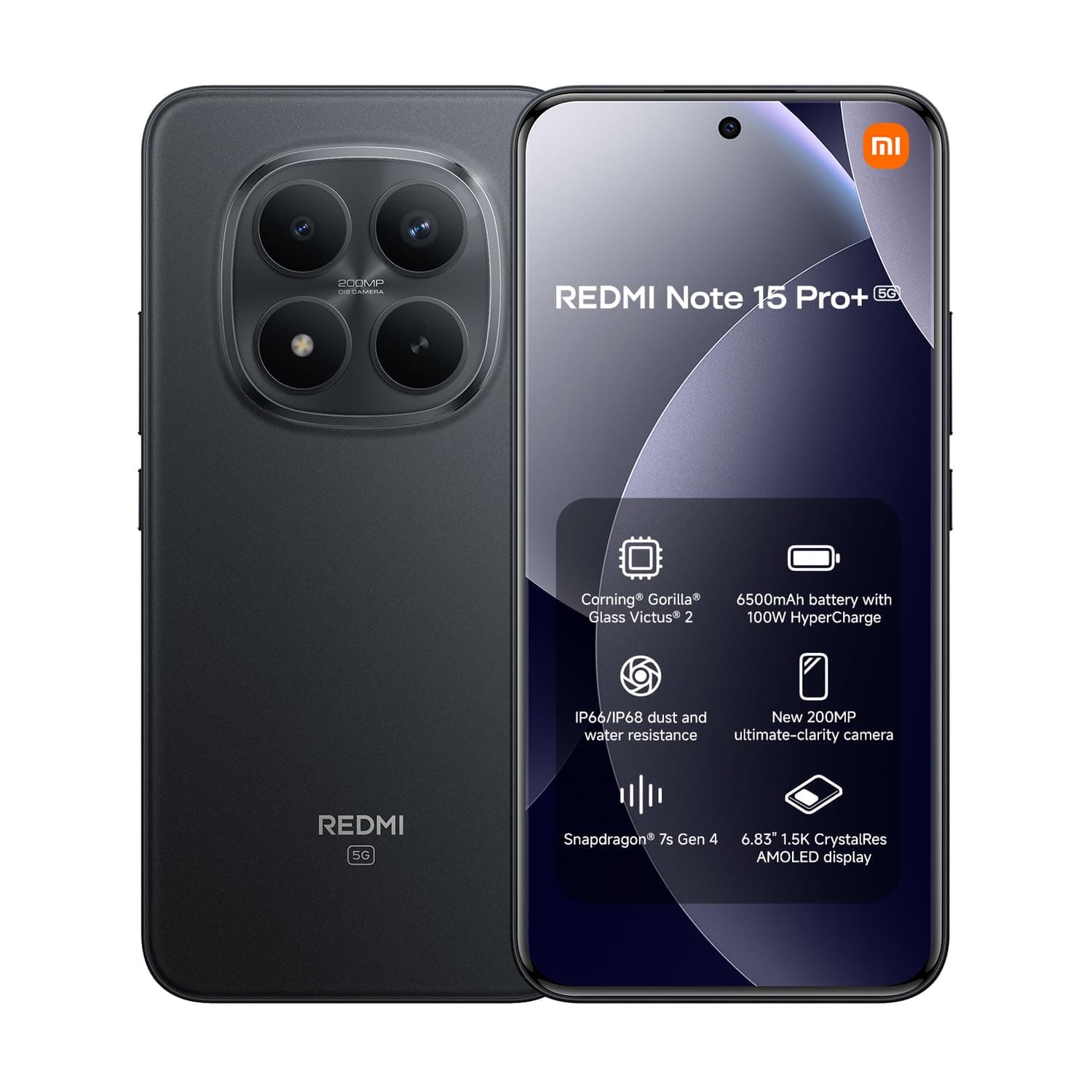 Redmi Note 15 Pro+ 5G Dual SIM+eSIM Black 12GB RAM 512GB 5G - Global Version