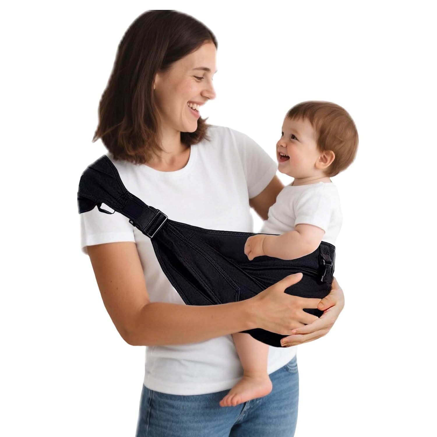 Baby Sling & Side Carrier - Ergonomic Hip Carrier for Baby and Toddler with Hip Seat, ASTM Certified, Lightweight and Breathable, 0-36 Months (Black)