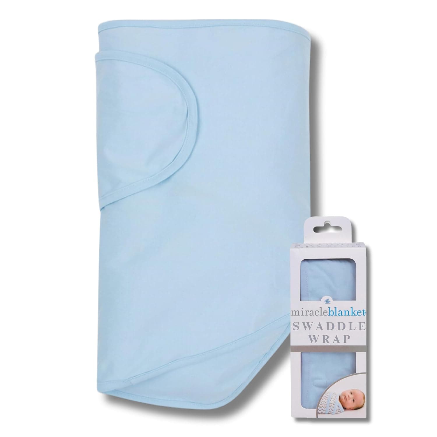 Miracle Blanket Swaddle Wrap - Newborn Essential Baby Blanket - Soft Sleep Sack Ideal for Newborns and Infants (Blue) | Soft Swaddle Blanket Featuring Miracle Blanket’s Signature Easy, Secure Wrap Design for Newborns and Infants