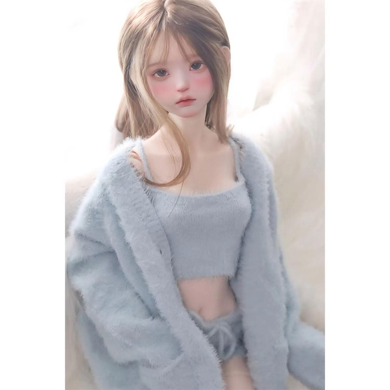 BJD Doll Clothes Set for 1/4 Scale Ball Jointed Dolls (40-45cm), Stylish Blue Cardigan, Vest & Pants Outfit, Premium Fashion Apparel Accessories for Collectible Resin Toy Dolls & Enthusiasts