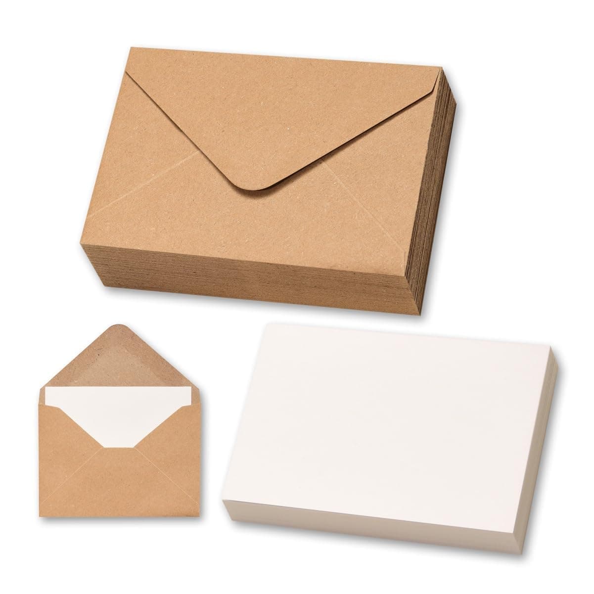50 Sets Mini Kraft Envelopes and Blank Cards for Gift Certificates, Wedding Invitation Inserts, Eid Thank You Notes and Business Pocket Favors, Durable Brown Paper Pack (4x2.75 inch)