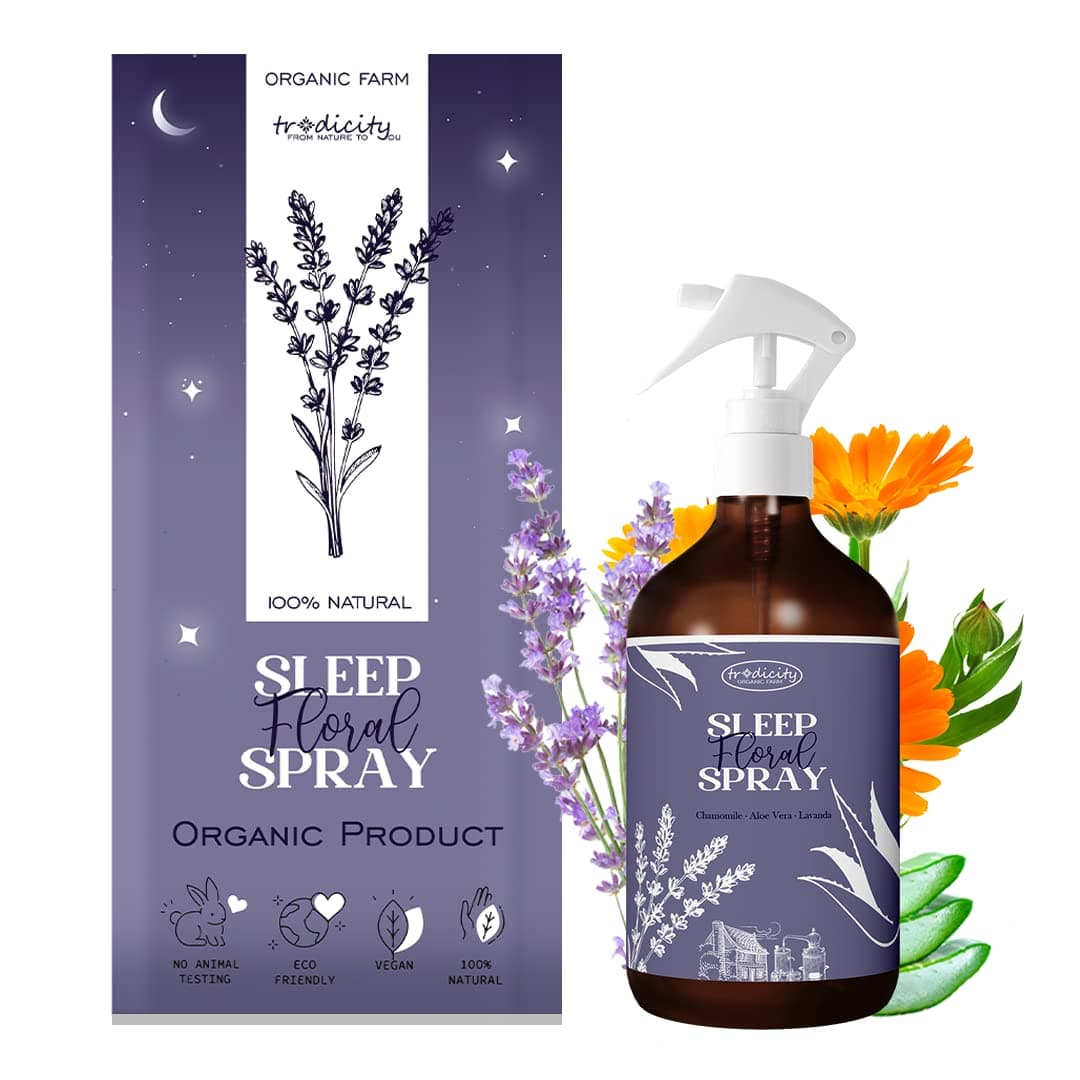 Sleep Pillow Spray Relaxing Mist for Better Sleep Essential Oils of Lavender (Relaxing), Aloe Vera (Oxygenating) and Chamomile (Calming) (100ml)