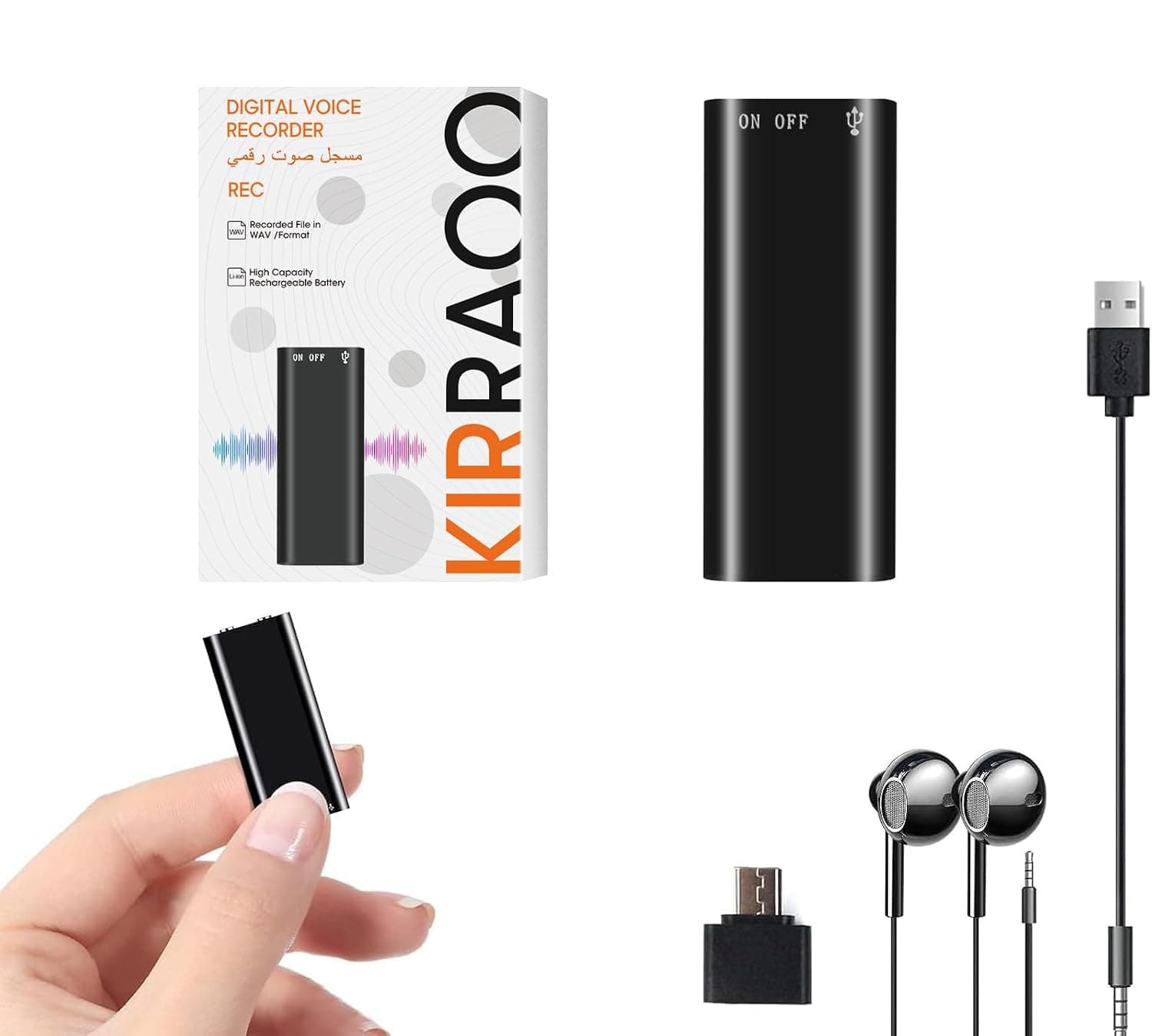 Voice Recorder, 16GB, 100 Hours Continuous Recording, USB, MP3 Audio, Voice Activated,300 Hours Recording Memory