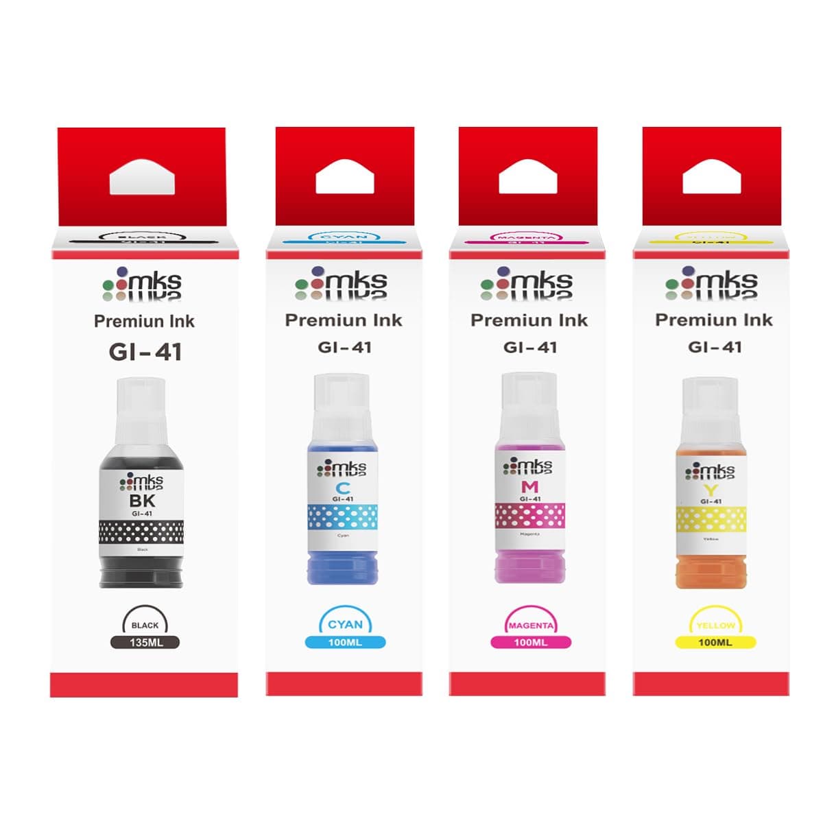 MKS Ink GI-41 Black, Cyan, Yellow, Magenta for Canon PIXMA
