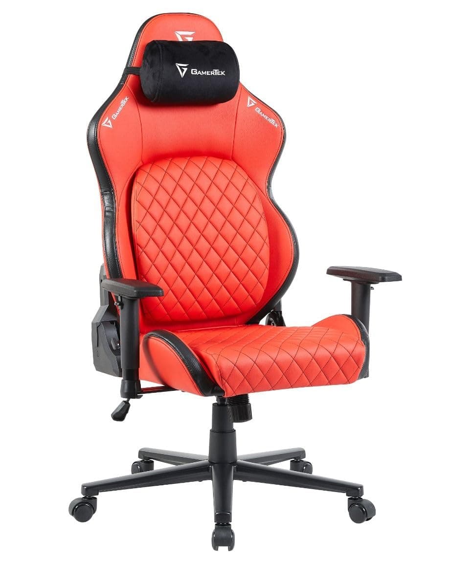 Valor Gaming Chair – Red Edition, PU + PVC, 2D Armrests, Adjustable Lumbar, Class 4 Gas Lift