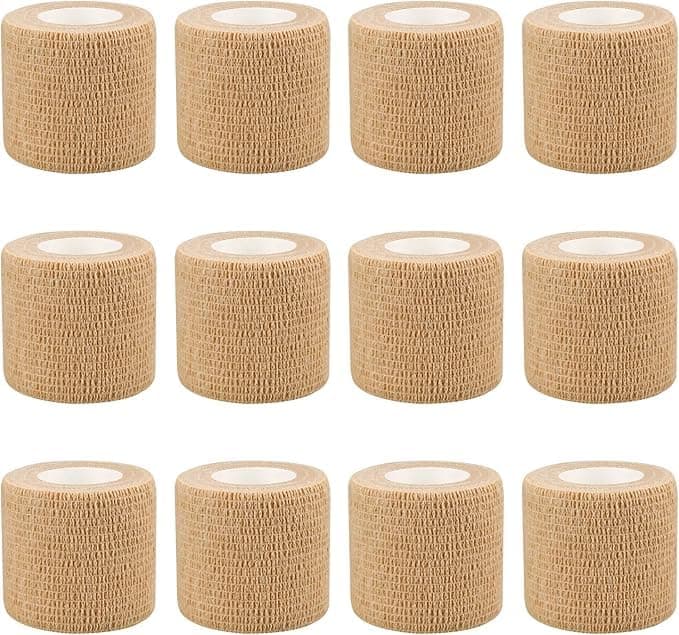 YelaJoy Elastic Self Adhesive Tape - 12 Pack Self Adherent Cohesive Wrap Bandages - 2" x 177" Athletic Sports Wrap for Wrist, Ankle Support, Breathable Wound Dressing & Pet Care (2 inch)