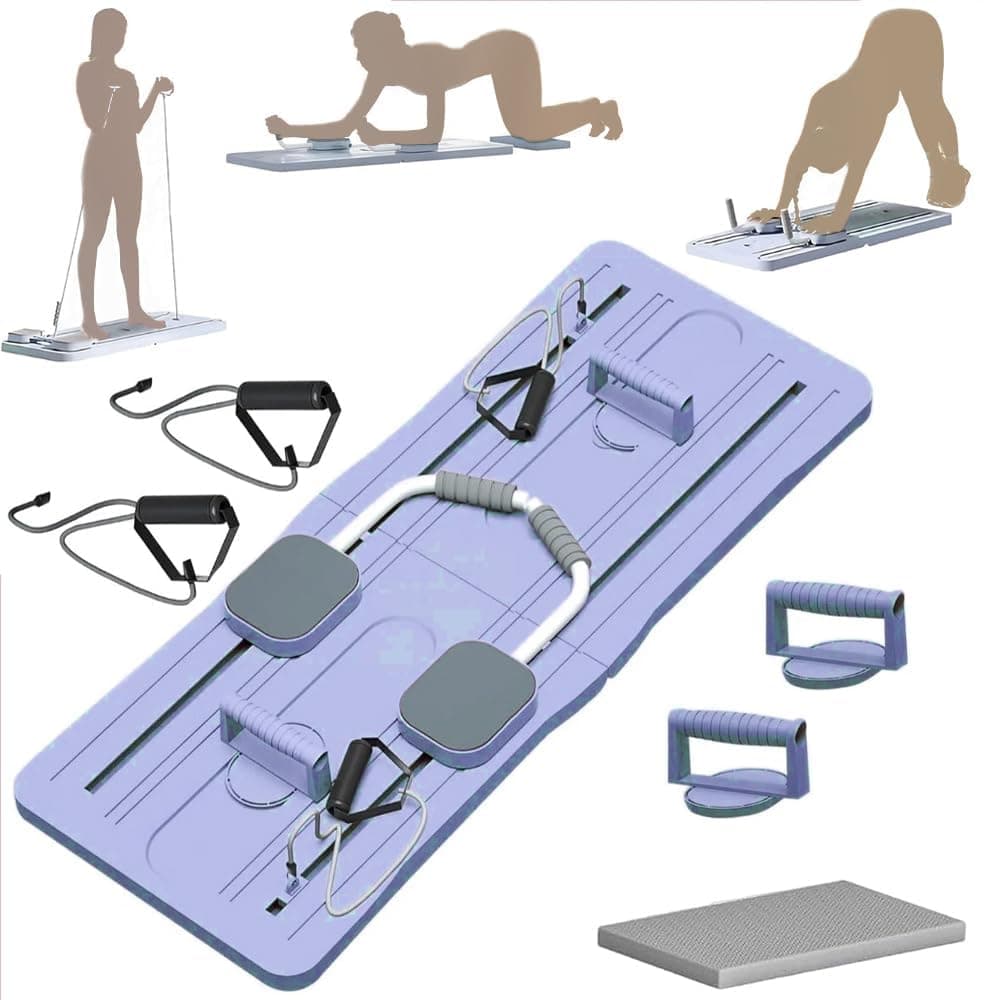 5 in 1 Pilates Board Foldable Push Up Board Abdominal Exerciser Arm Strengthener Home Training Plank Multifunctional Fitness Balance Board Body Muscle Strength Training