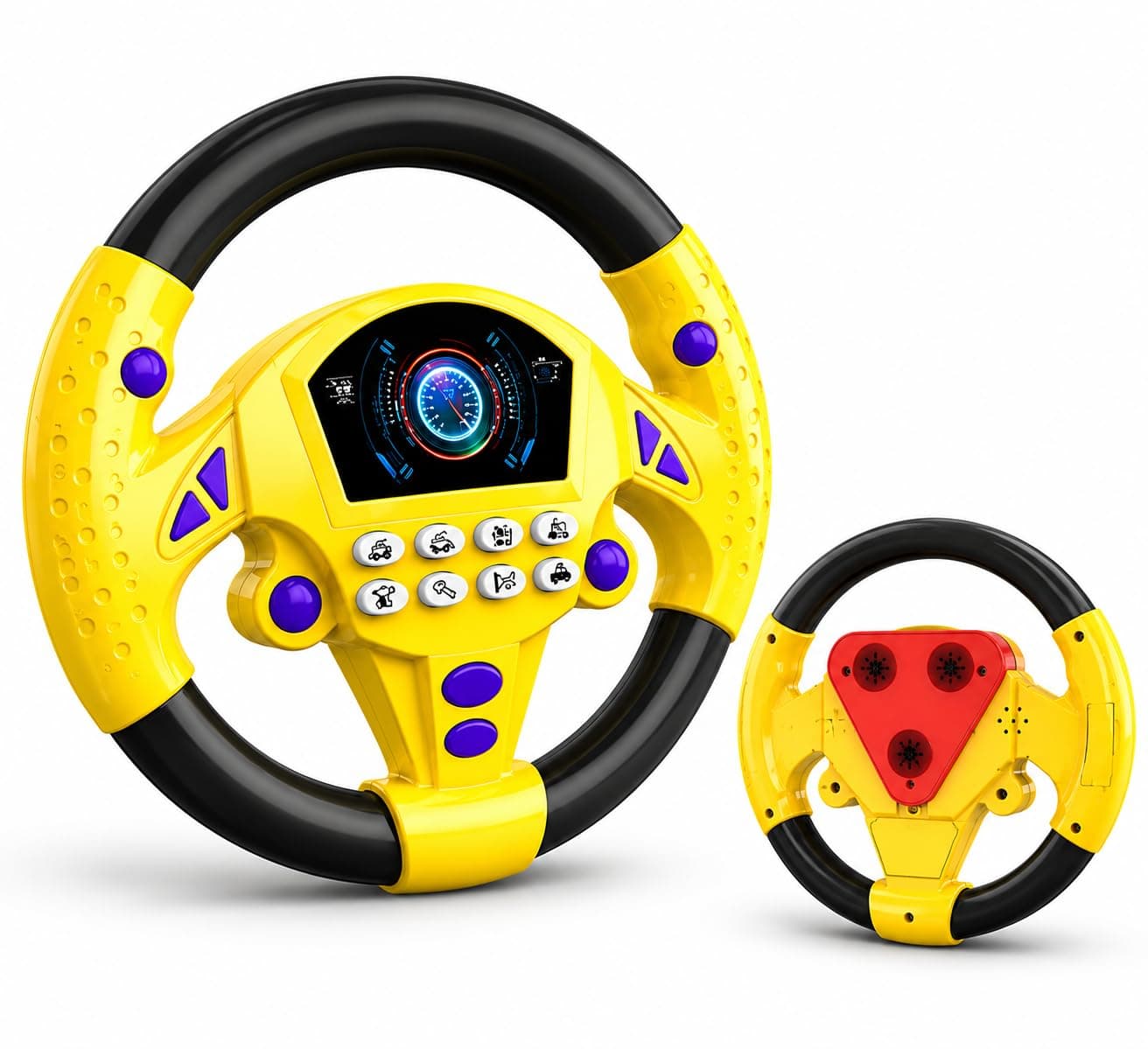 AMERTEER Steering Wheel Toy | Baby Car Steering Wheel | Simulated Driving Controller Portable Steering Wheel with Music for car backseat | Toy steering wheel | Driving Steering Wheel Toy for Gift