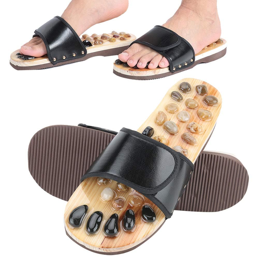 Foot Massage Slippers, Pebble Stone Sandal Acupuncture Feet Relax Shoes Mat Relaxer Reflexology Massage Tools Health Care for Parents Women Men.(35-36)