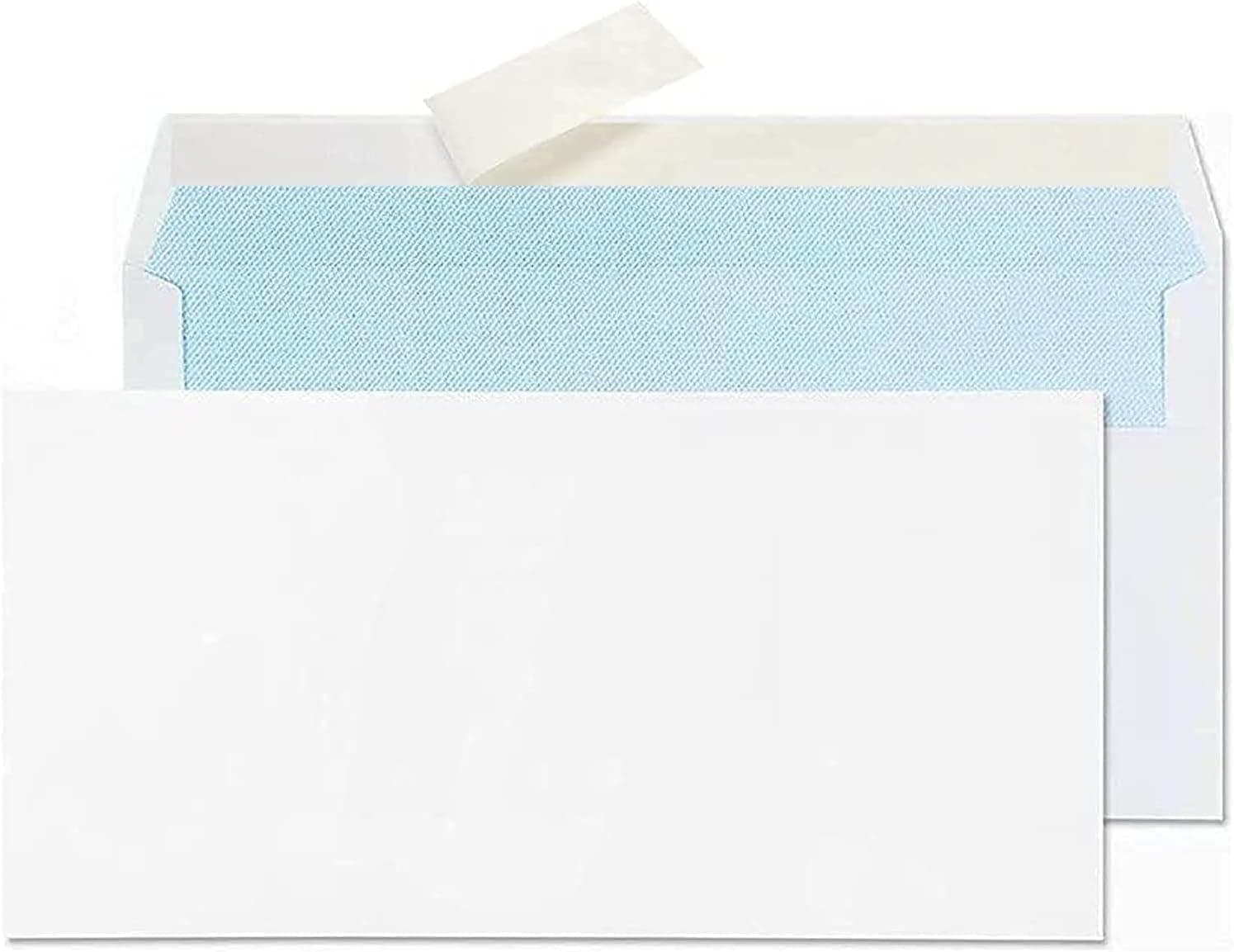 مغلفات بريدية بيضاء بلصق ذاتي قابلة للتقشير والإغلاق مناسبة للمنزل والمكتب والتجارة الإلكترونية من مارك كيو، مغلفات بوزن 80 جم/ م² وبمقاس 10 × 23 سم، عبوة 50 قطعة