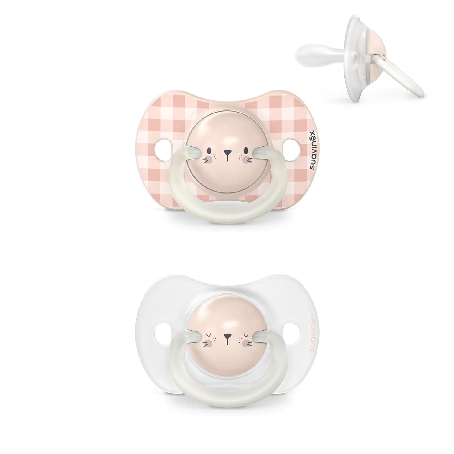 Suavinex Night & Day Pacifiers 0–6 Months, SX Pro Silicone Nipple, Symmetrical, Glow-in-the-Dark, Pink, 2-Pack