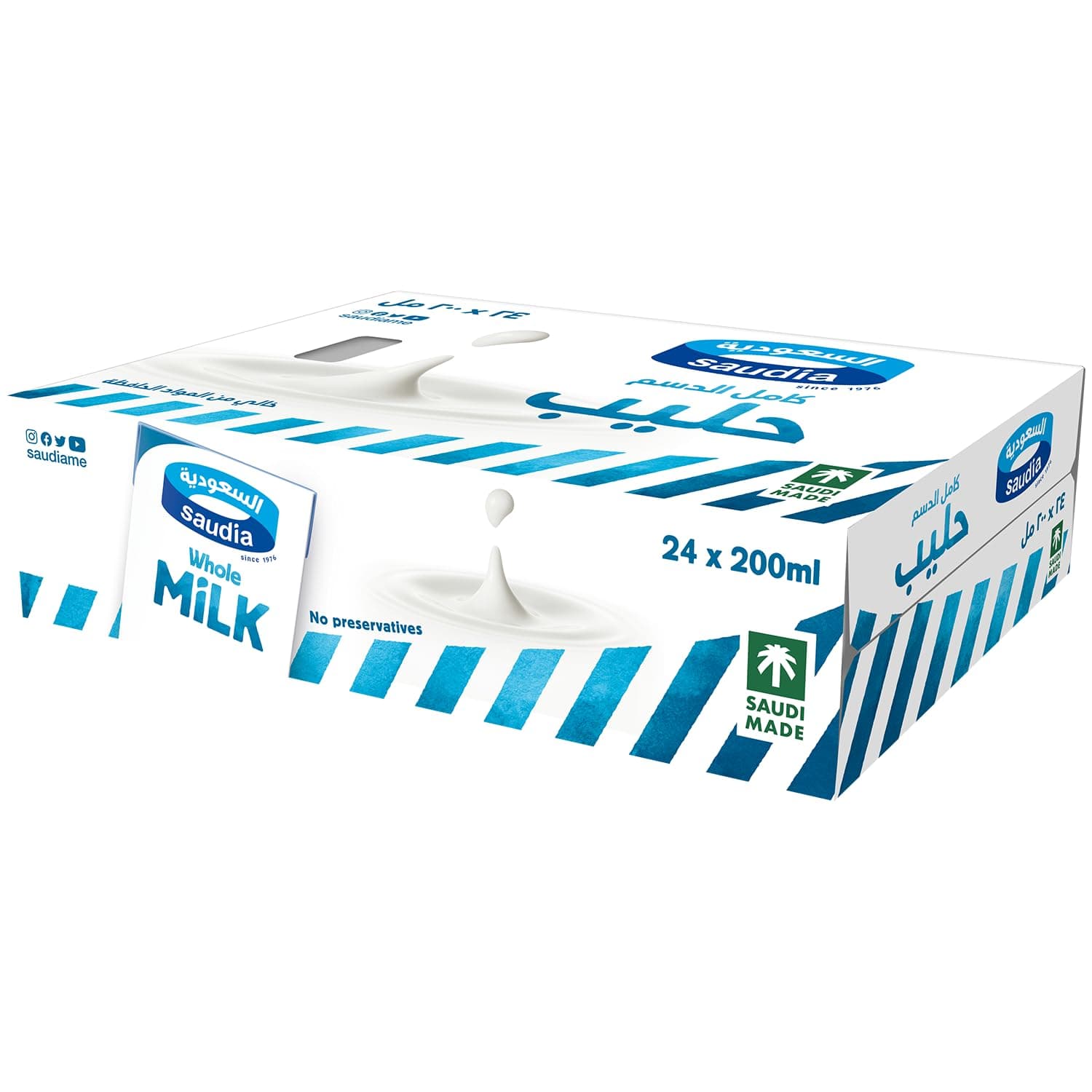 Saudia Whole Milk 24 x 200ml | Creamy, Fresh & Nutritious – Perfect On-the-Go Milk Packs for Every Day!