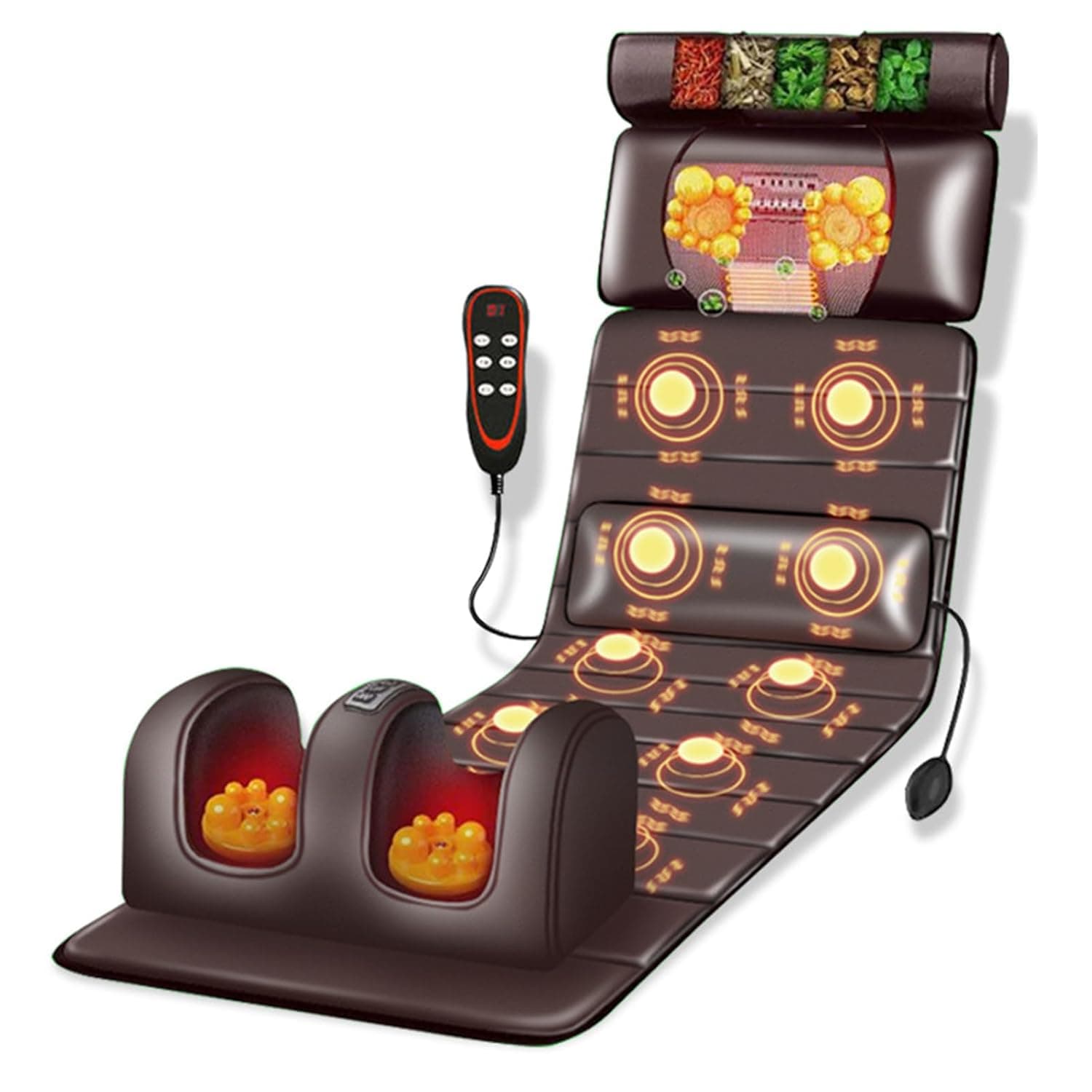 Full Body Massage Mat with Heat - 10 Vibrating Nodes & Adjustable Pillows for Neck and Back Muscle Relaxation - Stress Relief & Comfort Solution